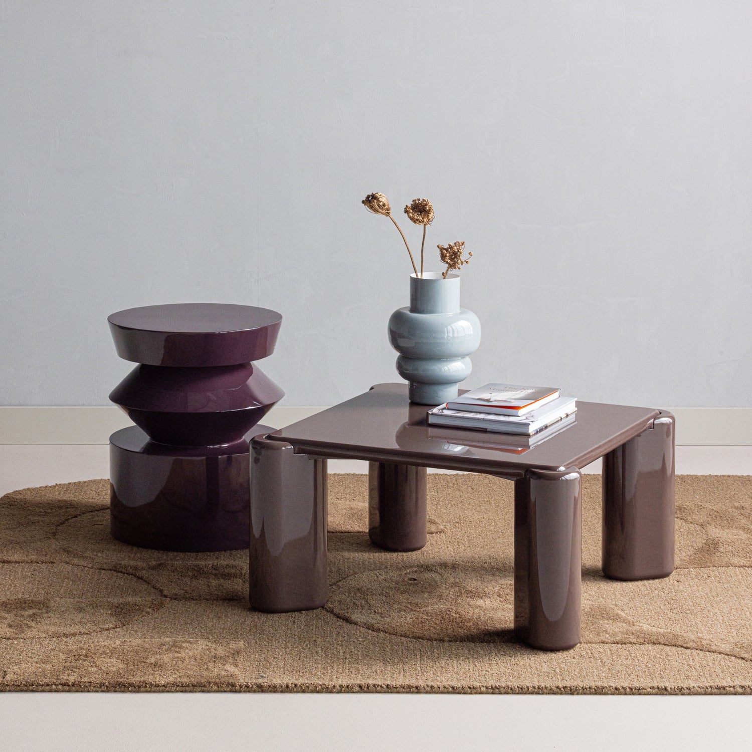 Woood | Bijzettafel Auren hout hoogglans paars/bruin