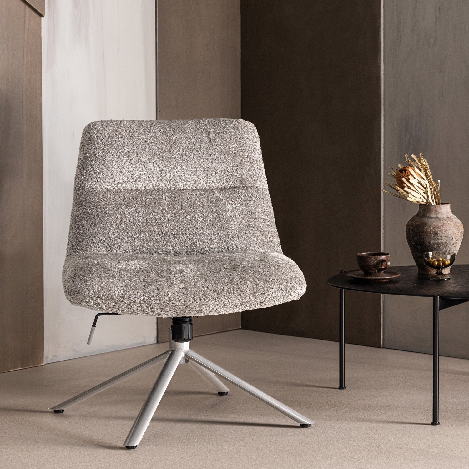 Woood | Draaifauteuil verstelbaar Soren wollig grijs