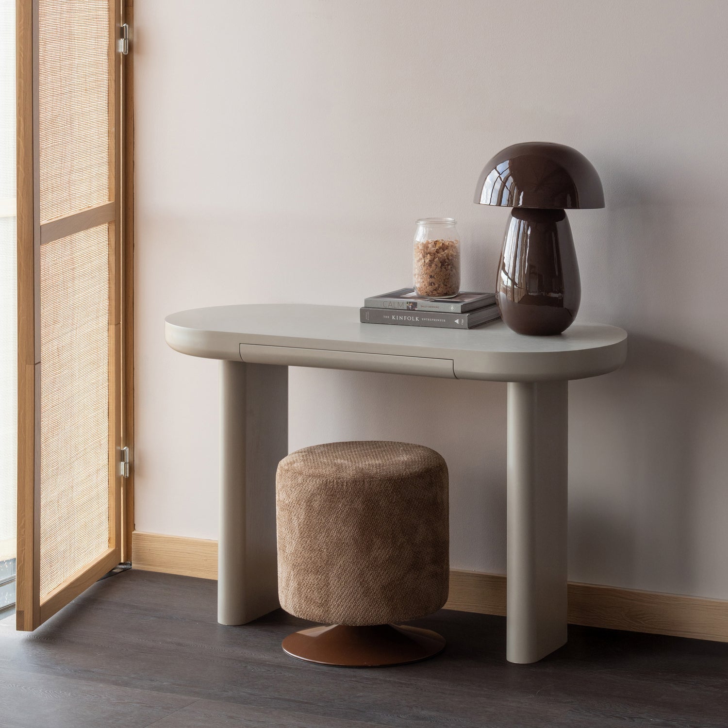 Woood | Poef Islen met draaivoet boucle bruin