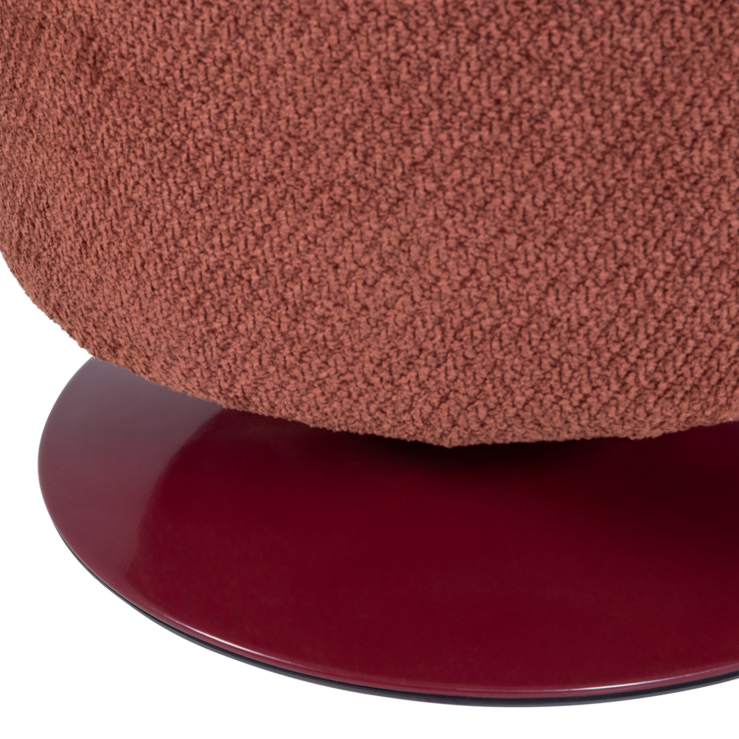 Woood | Poef Islen met draaivoet boucle bordeuxrood