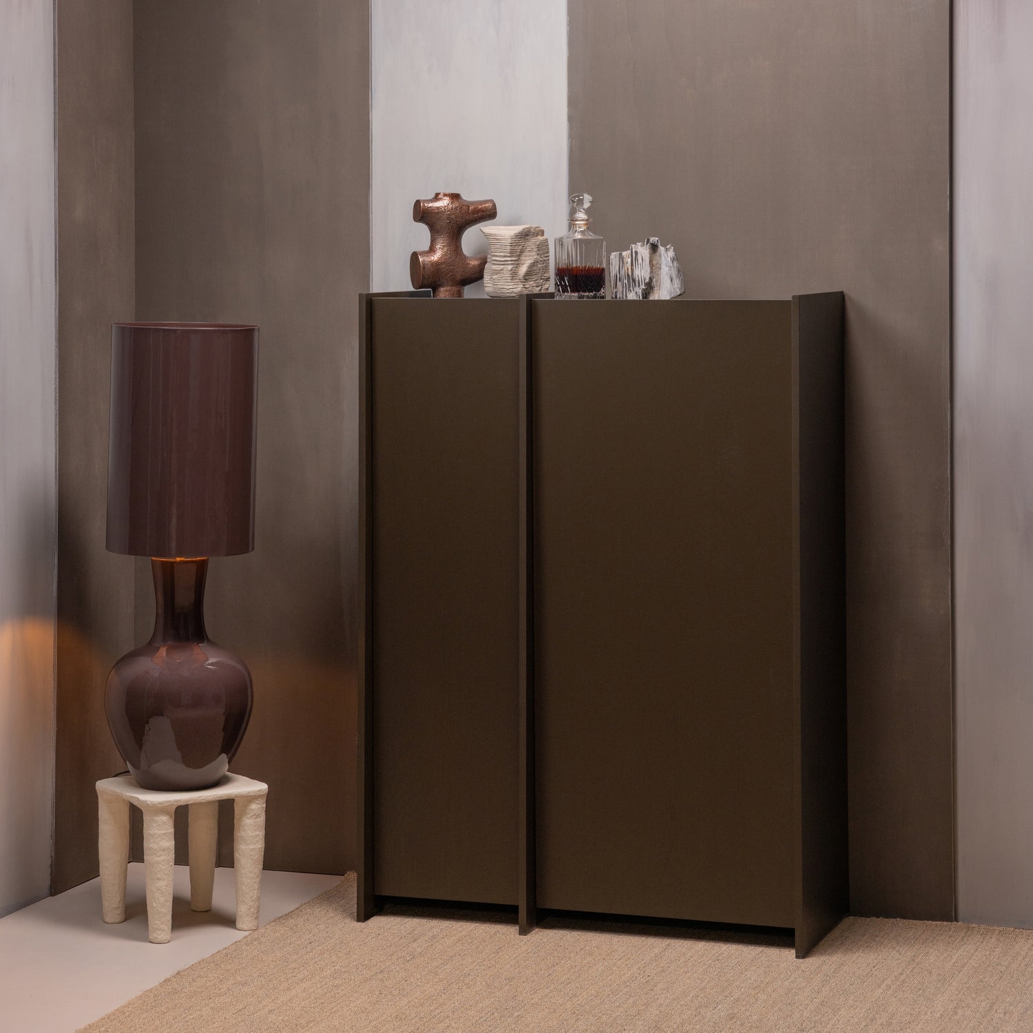 Woood | Tafellamp Loa XL metaal hoogglans bruin