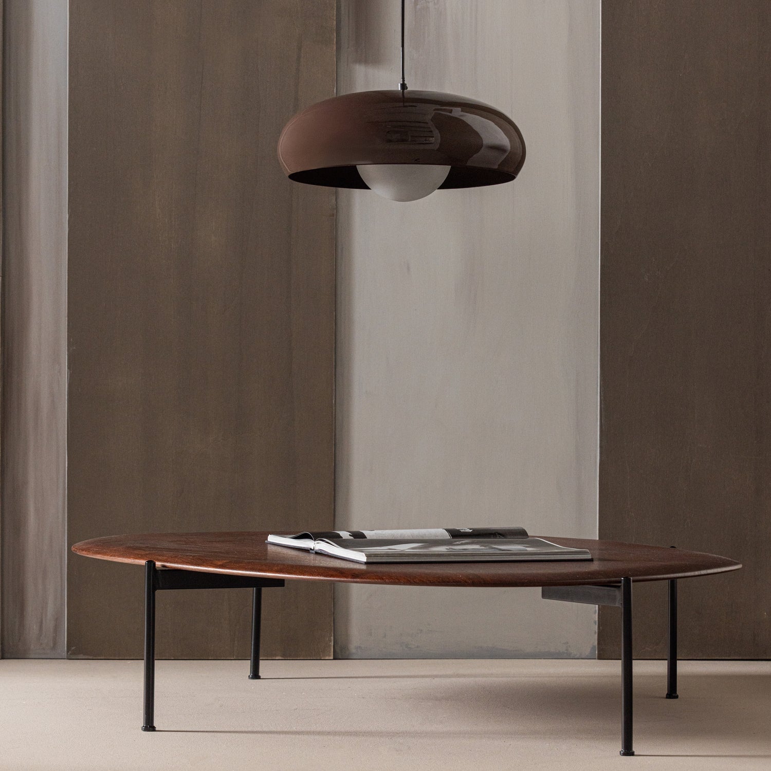 Woood | hanglamp Tivo rond metaal hoogglans bruin