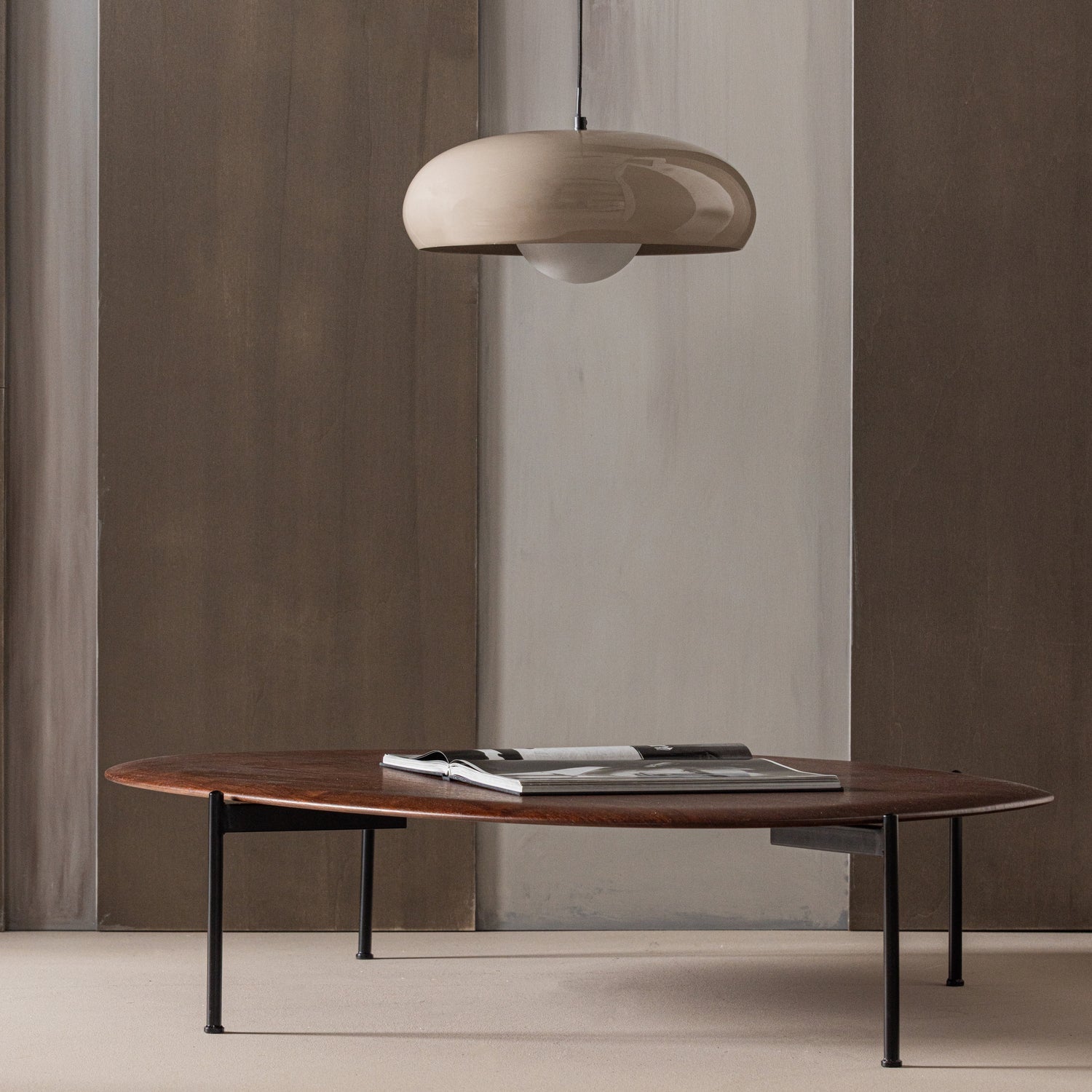 Woood | Hanglamp Tivo rond metaal hoogglans zand