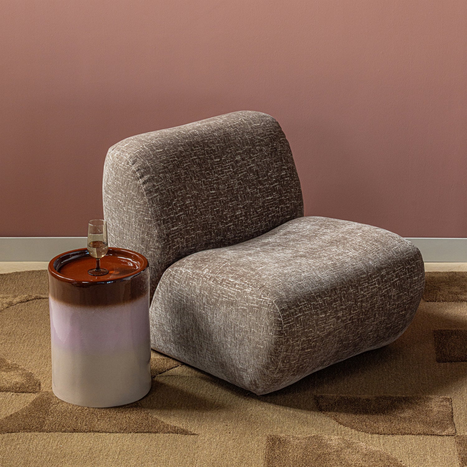Woood | Fauteuil Nomu craquele velvet lichtbruin