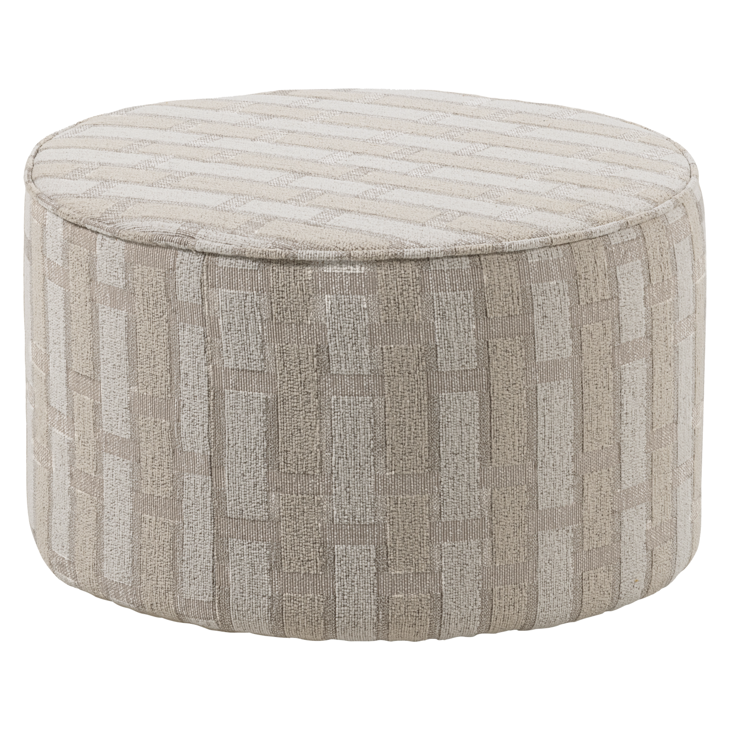 Woood | Poef Sarli laag ruit dessin chenille naturel/beige