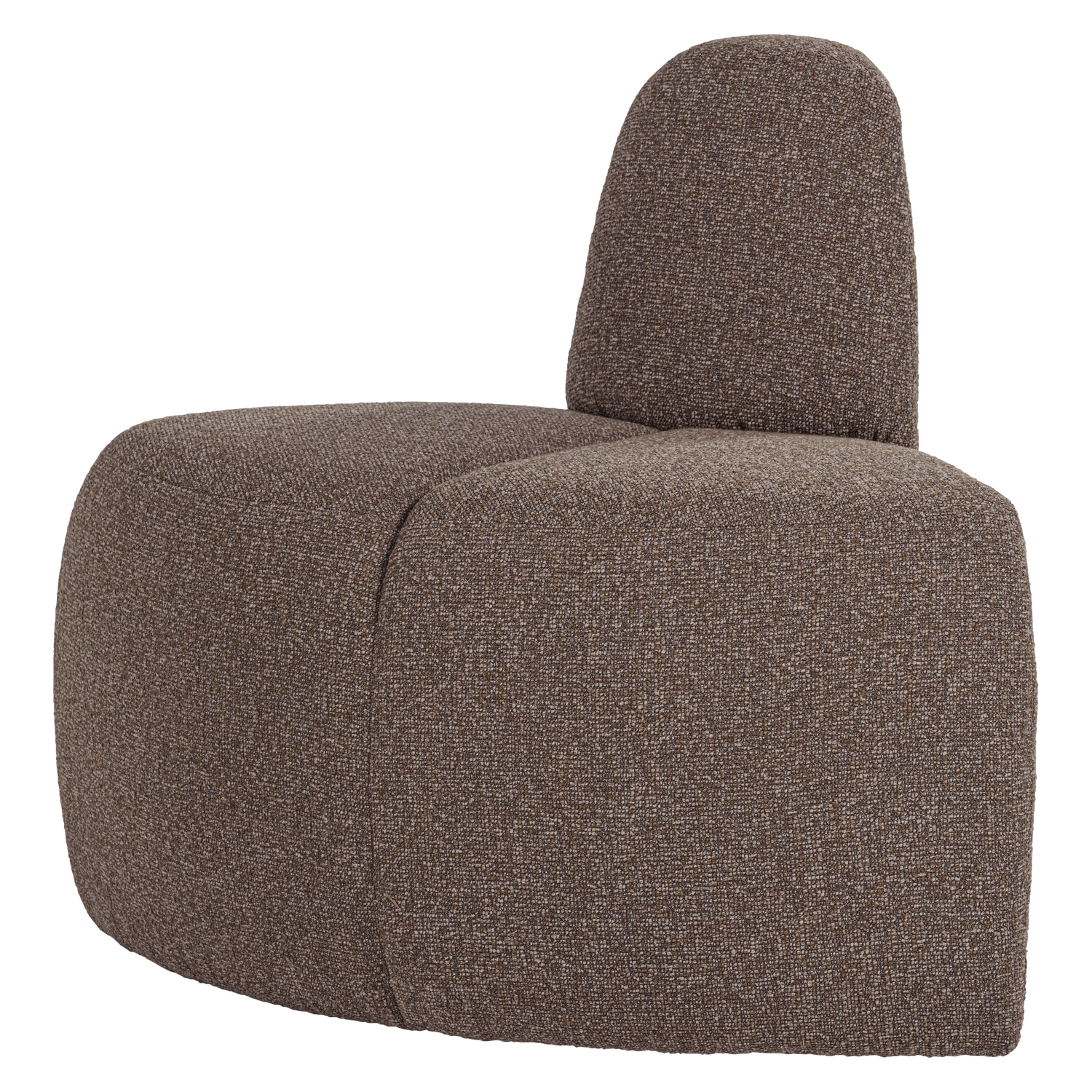 Woood | Eetbank Mojo hoek rond rugleuning boucle bruin melange
