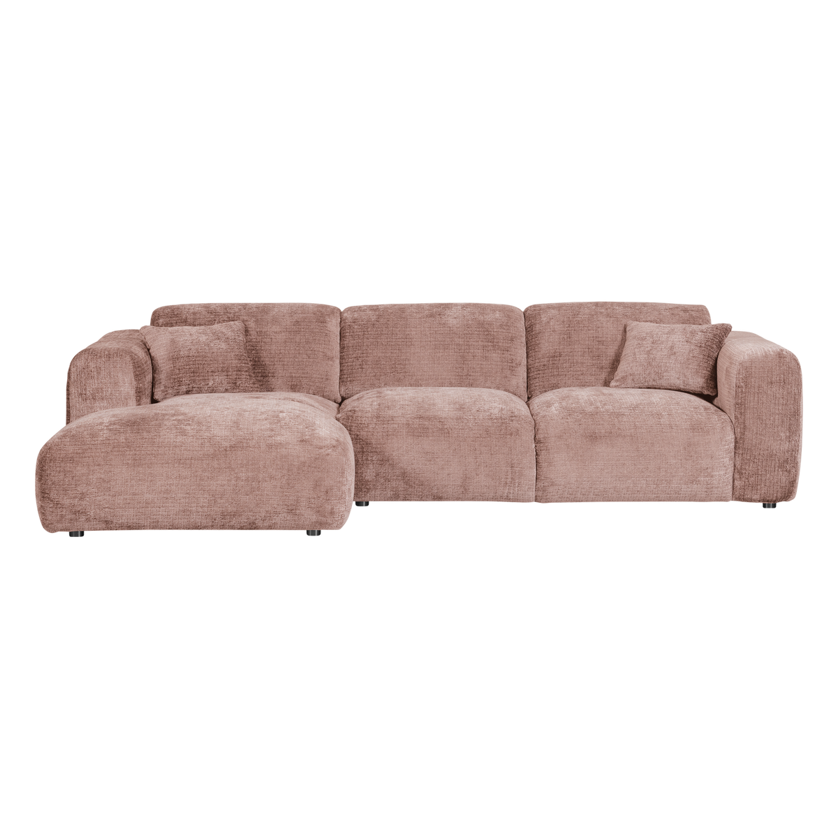 Woood | Chaise longue Cloud links chenille taupe/roze