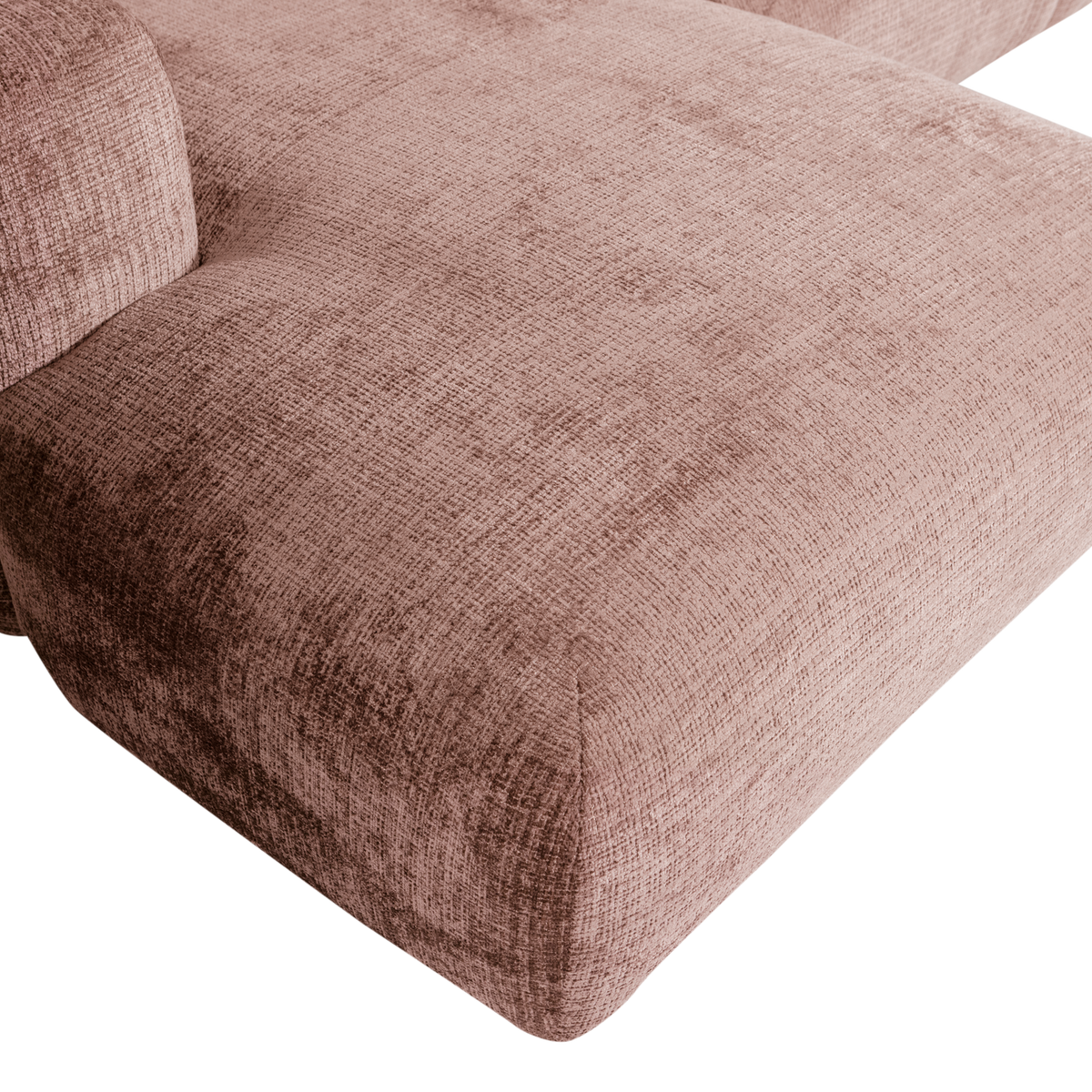 Woood | Chaise longue Cloud links chenille taupe/roze