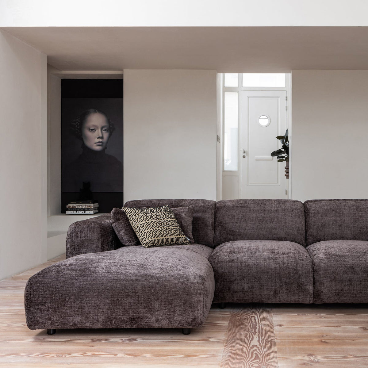 Woood | Chaise longue Cloud links chenille warmbruin