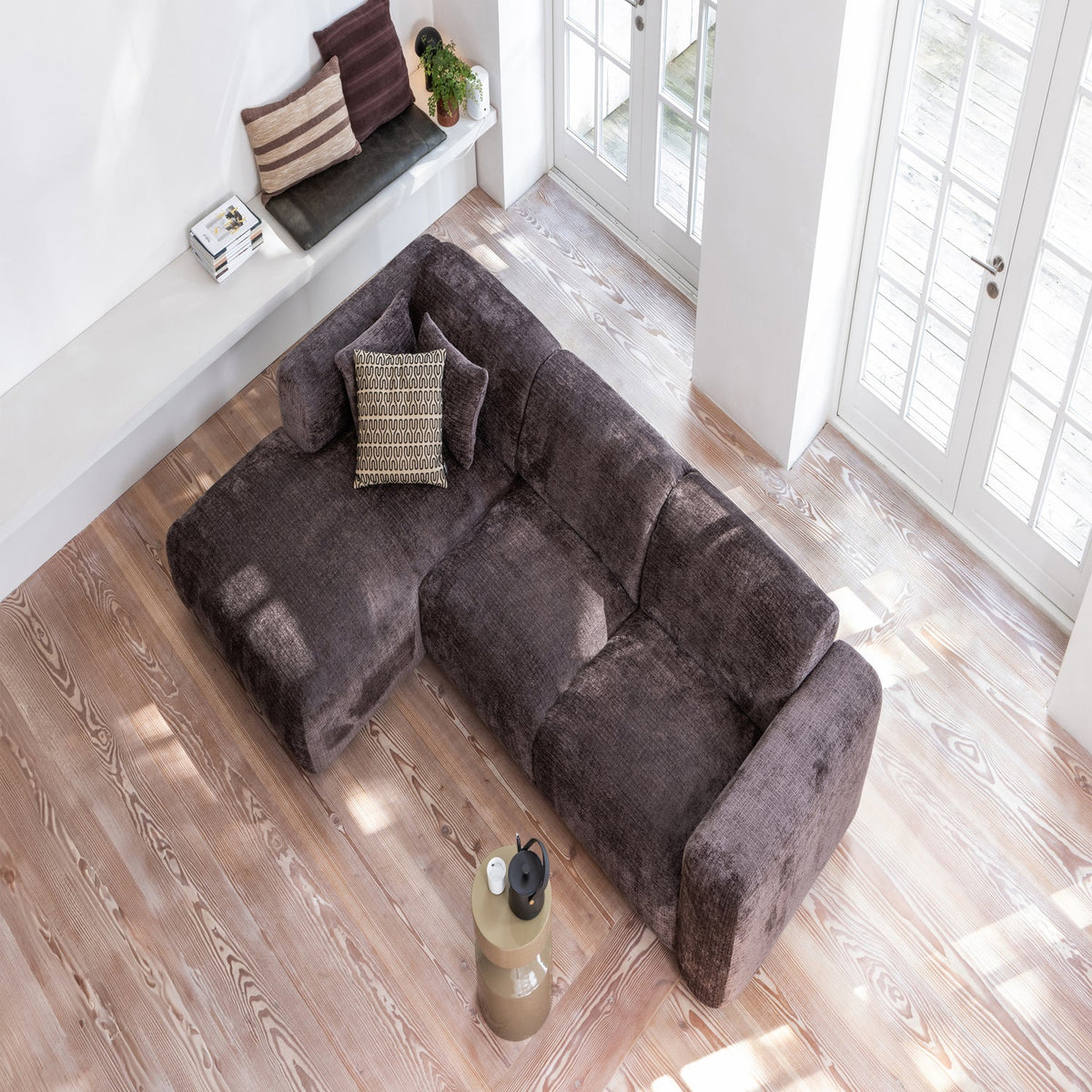 Woood | Chaise longue Cloud links chenille warmbruin