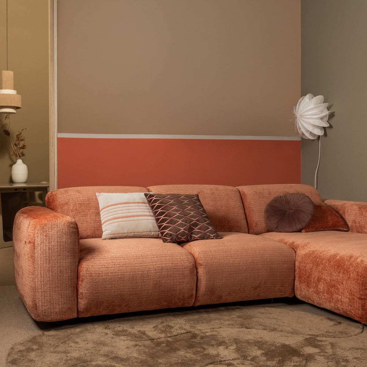 Woood | Chaise longue Cloud rechts chenille terra
