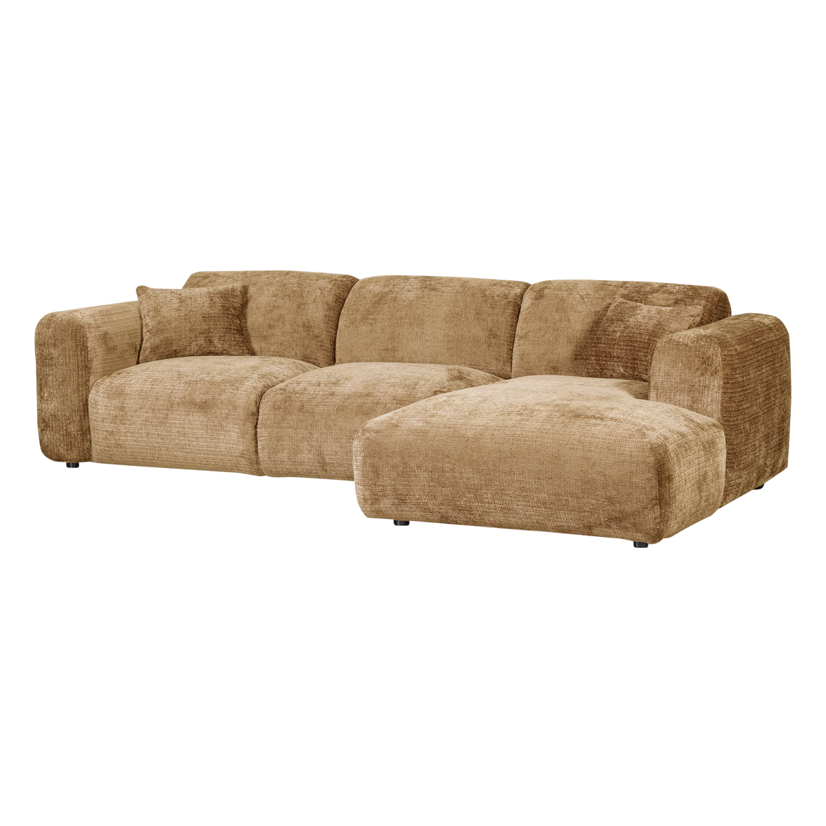 Woood | Chaise longue Cloud rechts chenille honinggeel