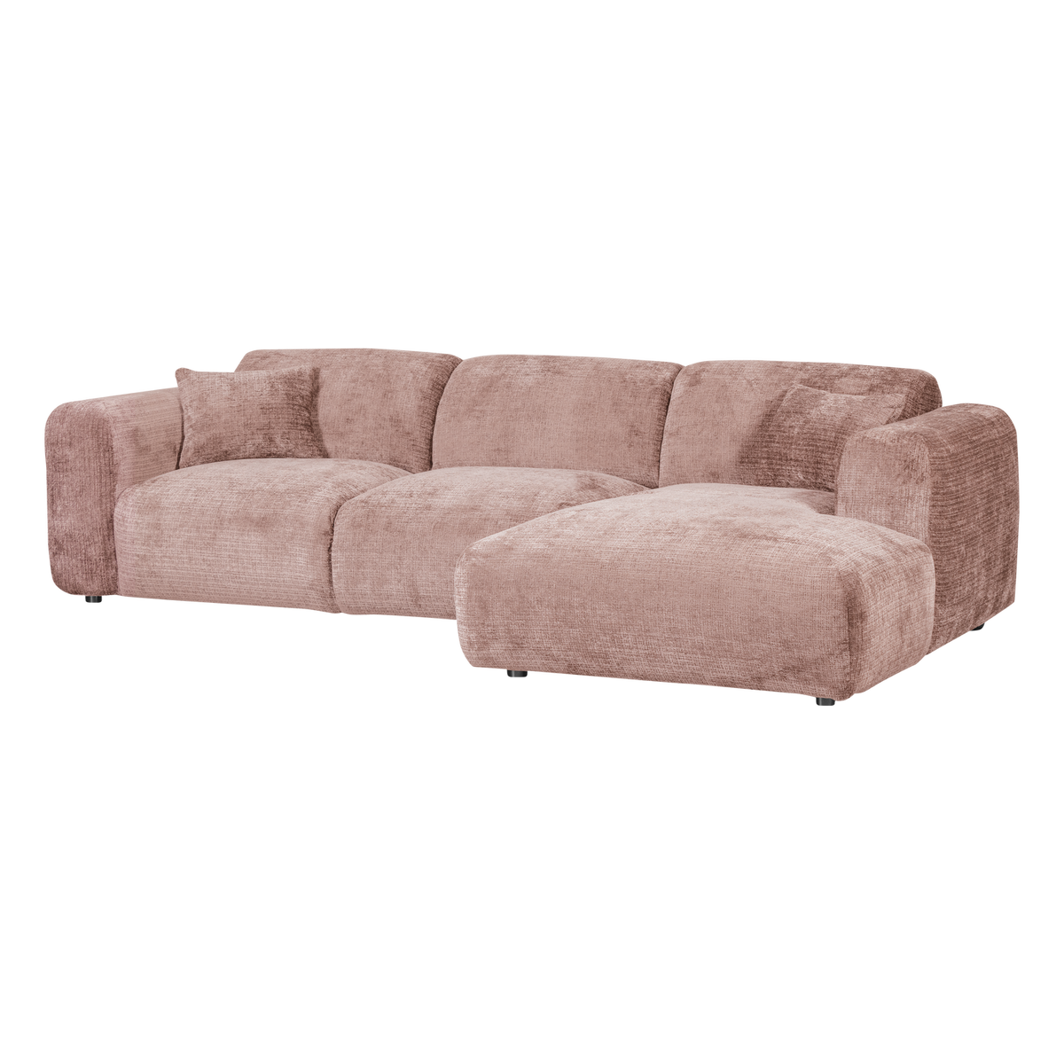 Woood | Chaise longue Cloud rechts chenille taupe/roze