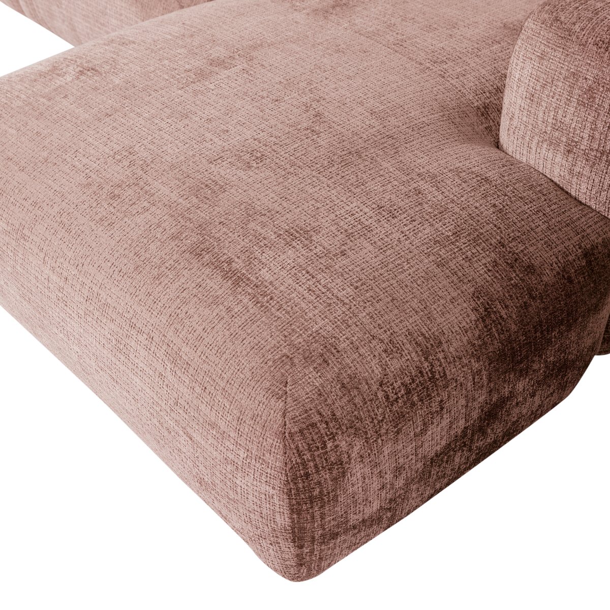 Woood | Chaise longue Cloud rechts chenille taupe/roze