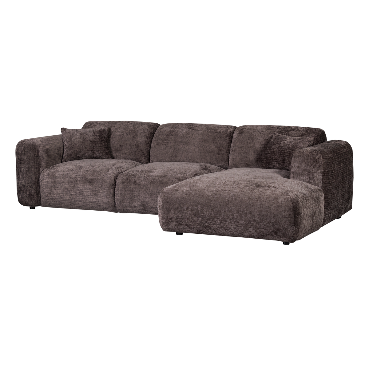 Woood | Chaise longue Cloud rechts chenille warmbruin