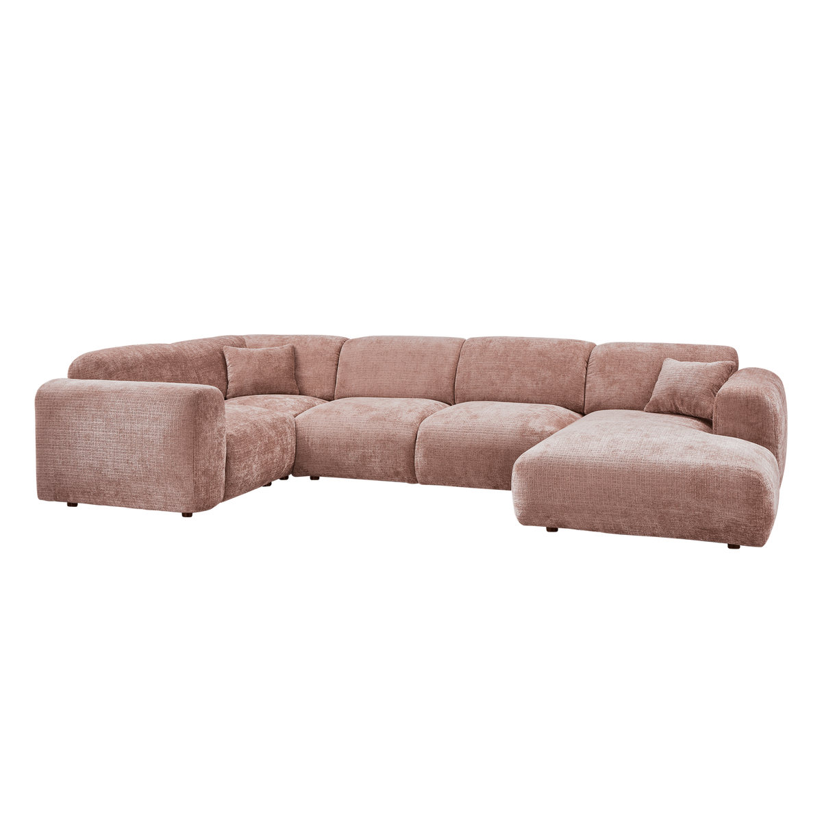 Woood | Hoekbank Cloud links chenille taupe/roze