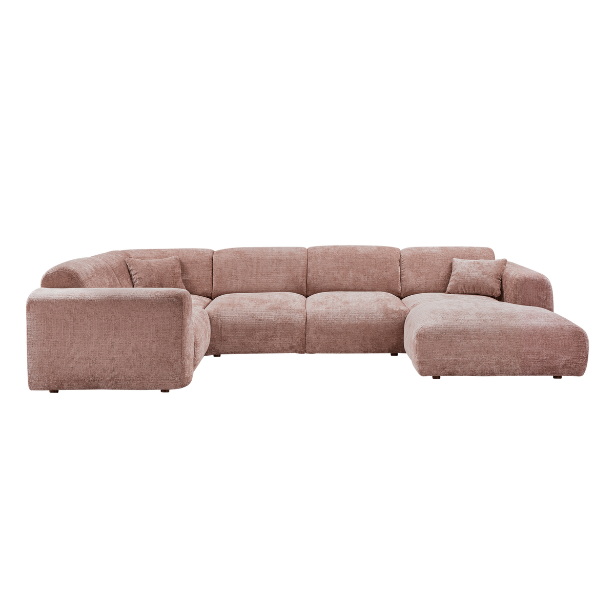 Woood | Hoekbank Cloud links chenille taupe/roze