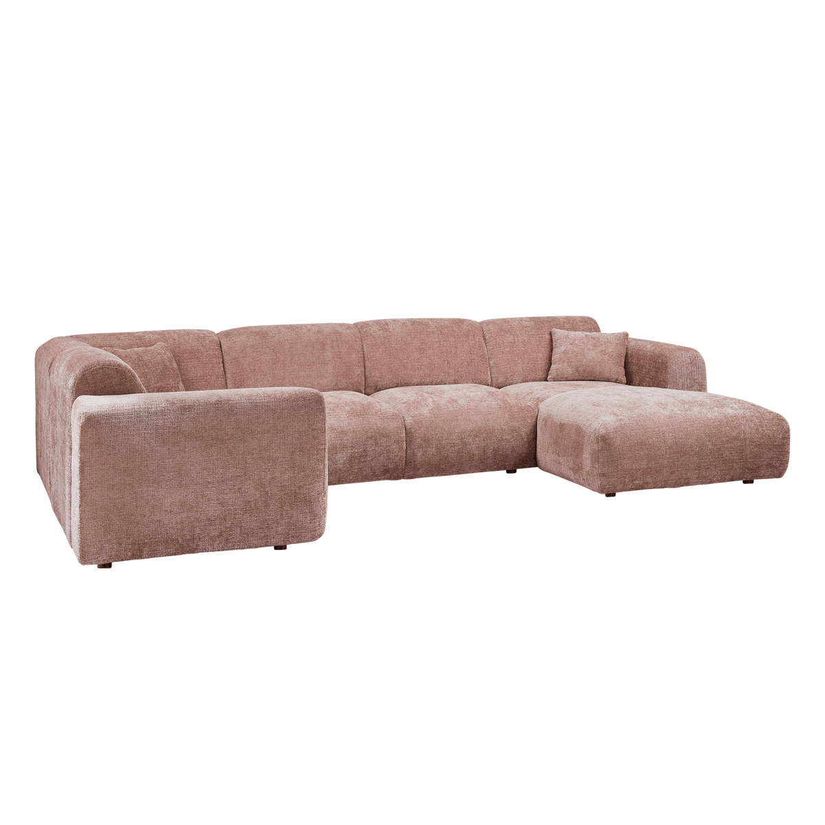 Woood | Hoekbank Cloud links chenille taupe/roze