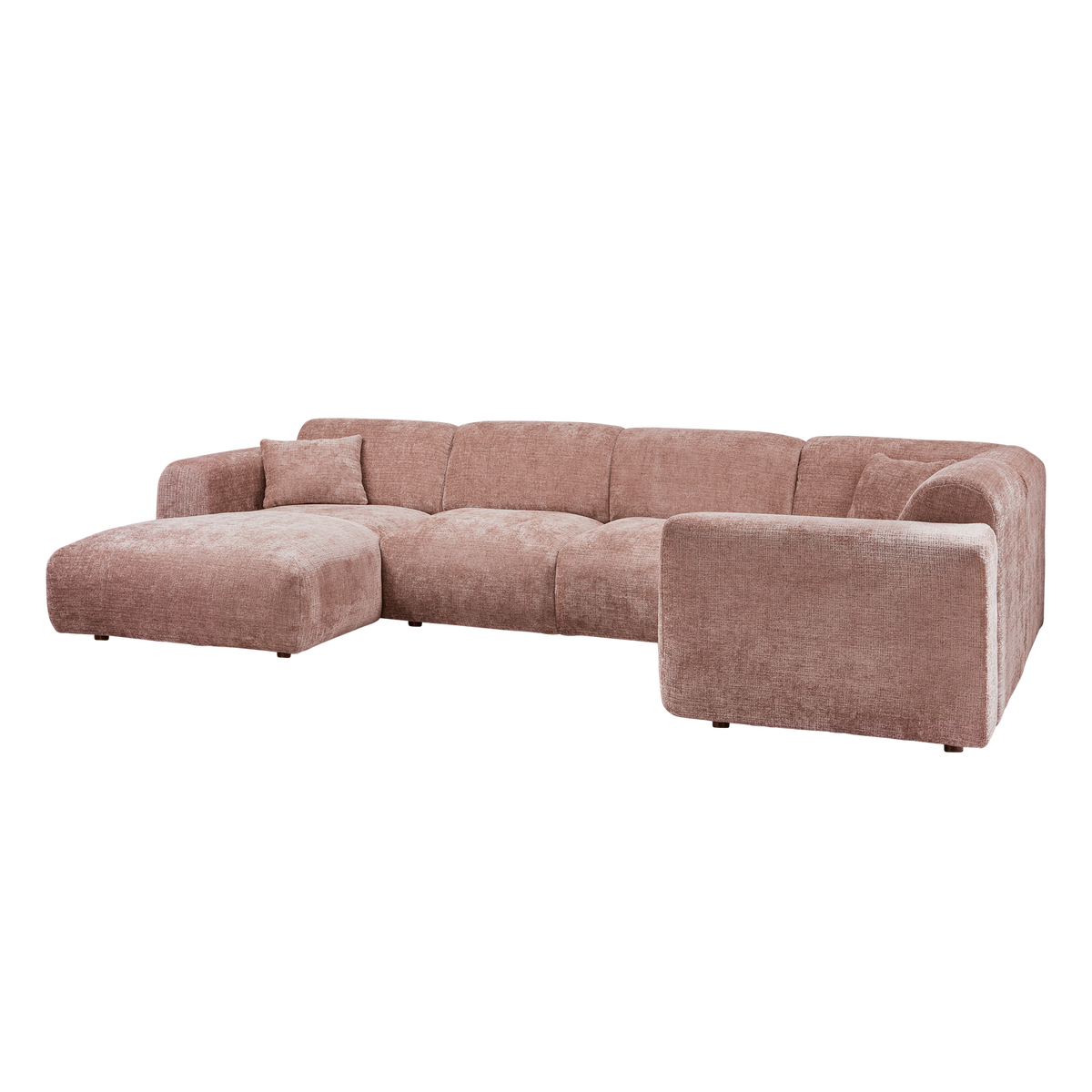 Woood | Hoekbank Cloud rechts chenille taupe/roze