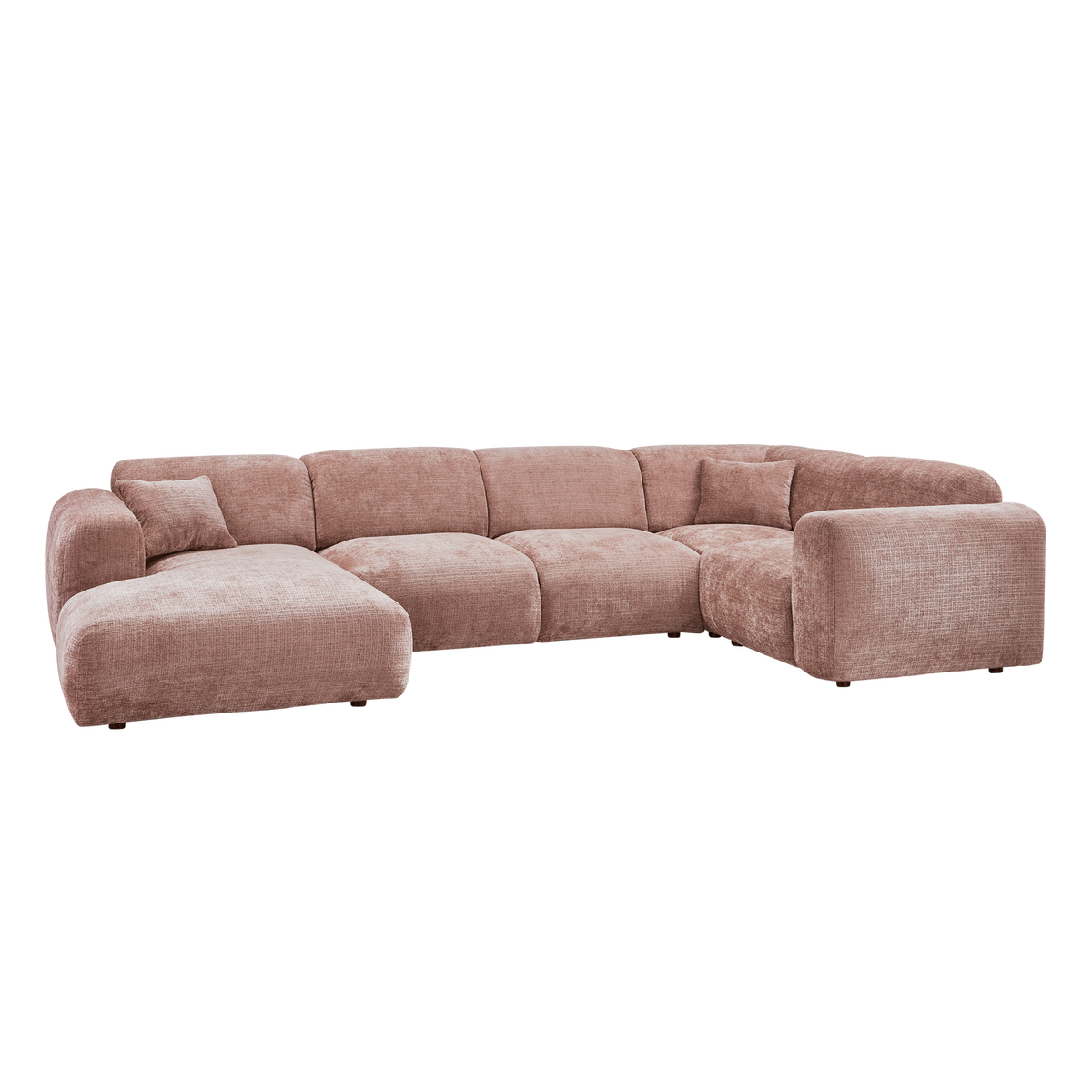 Woood | Hoekbank Cloud rechts chenille taupe/roze