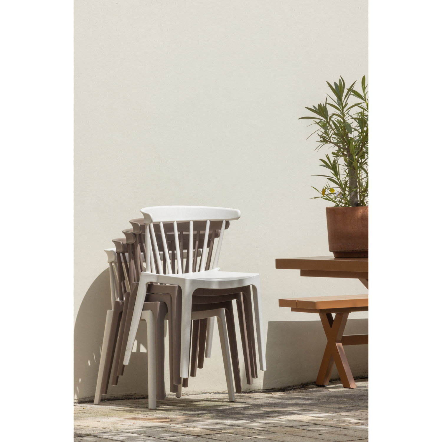 Woood | Tuinstoel Bliss met spijlen bruin melange (set van 2)