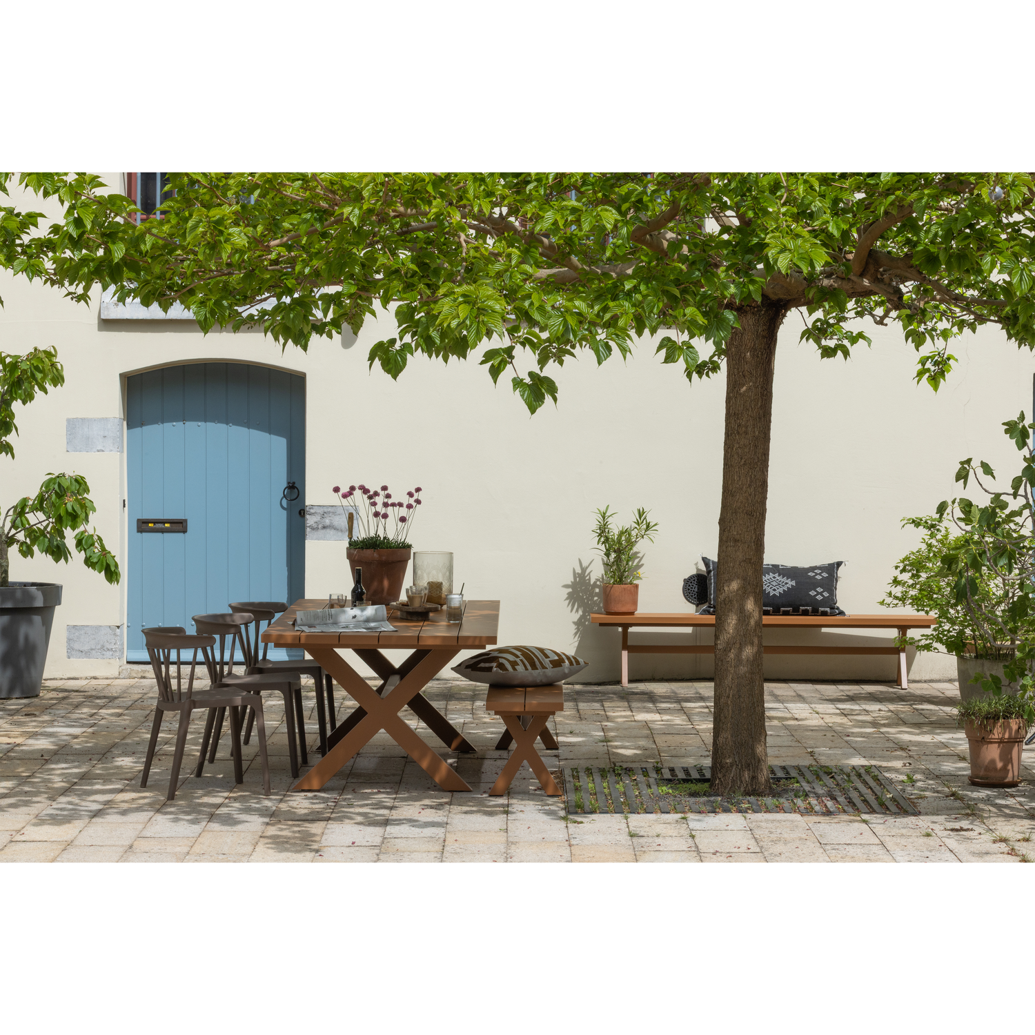 Woood | Tuinstoel Bliss met spijlen bruin melange (set van 2)