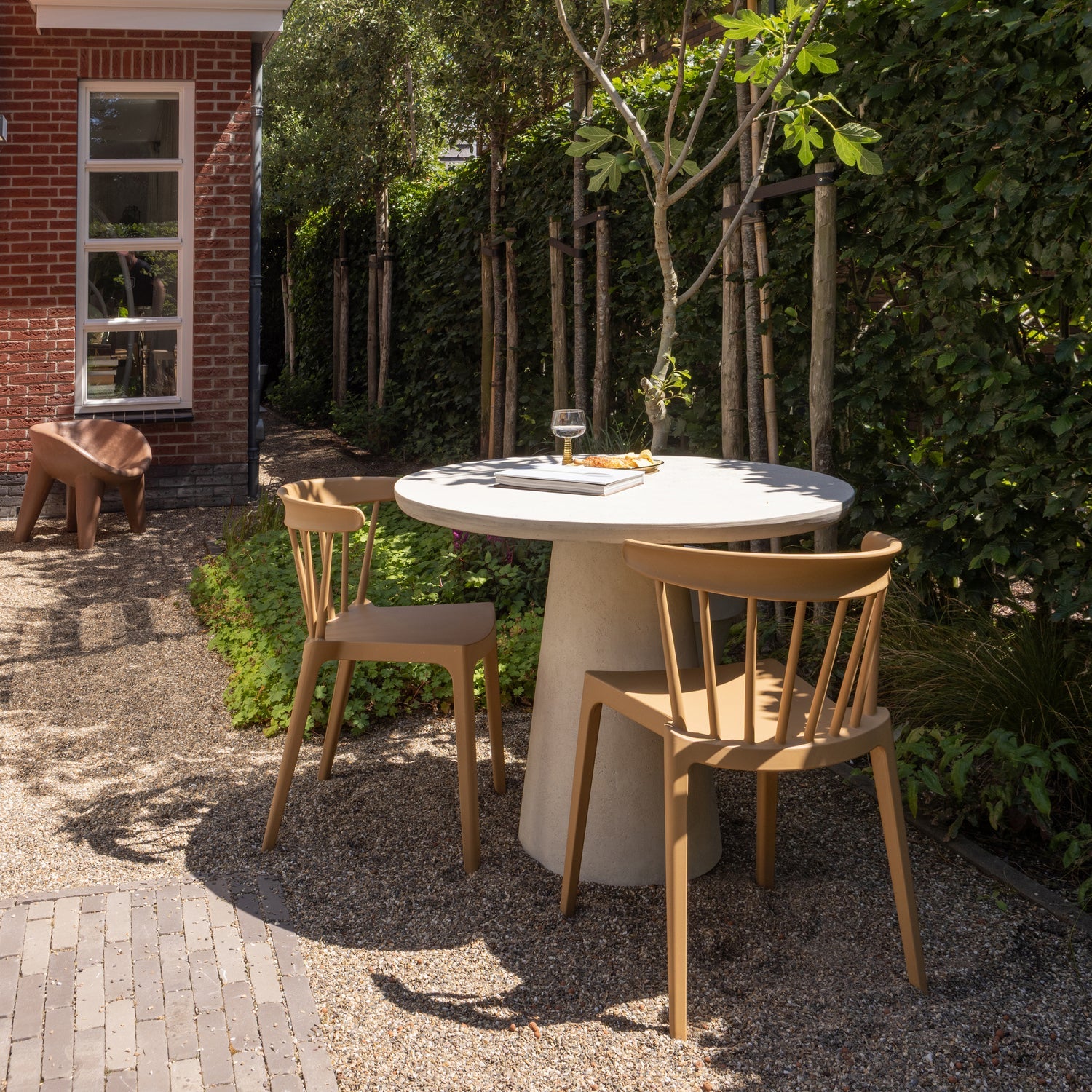 Woood | Tuinstoel Bliss met spijlen karamel melange (set van 2)