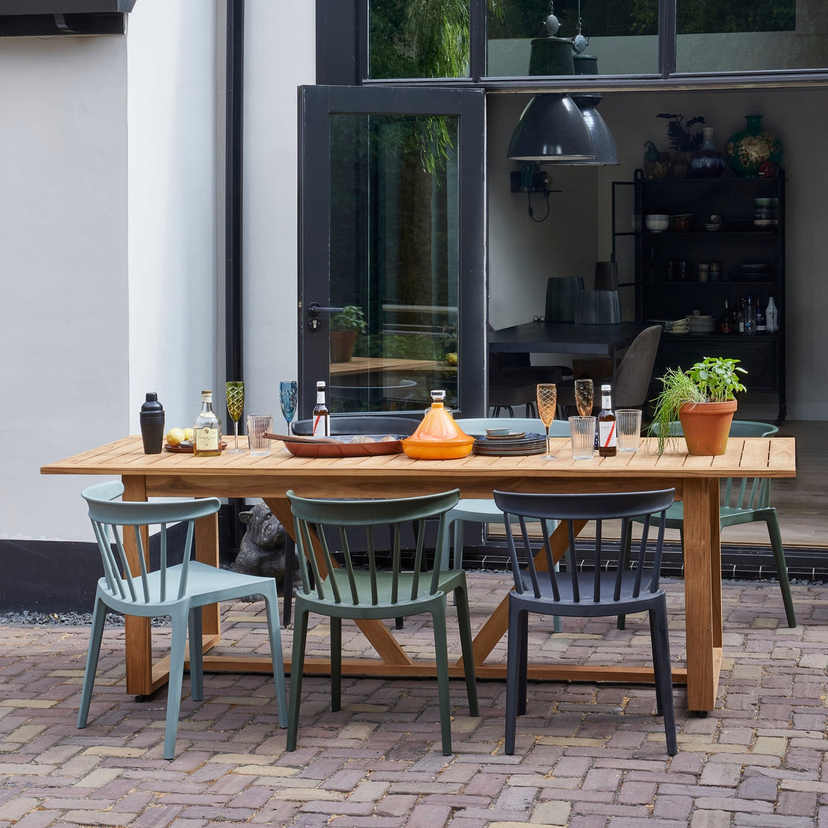 Woood | Tuinstoel Bliss met spijlen zwart (set van 2)