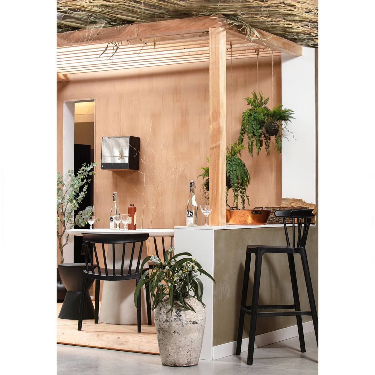 Woood | Tuinstoel Bliss met spijlen zwart (set van 2)