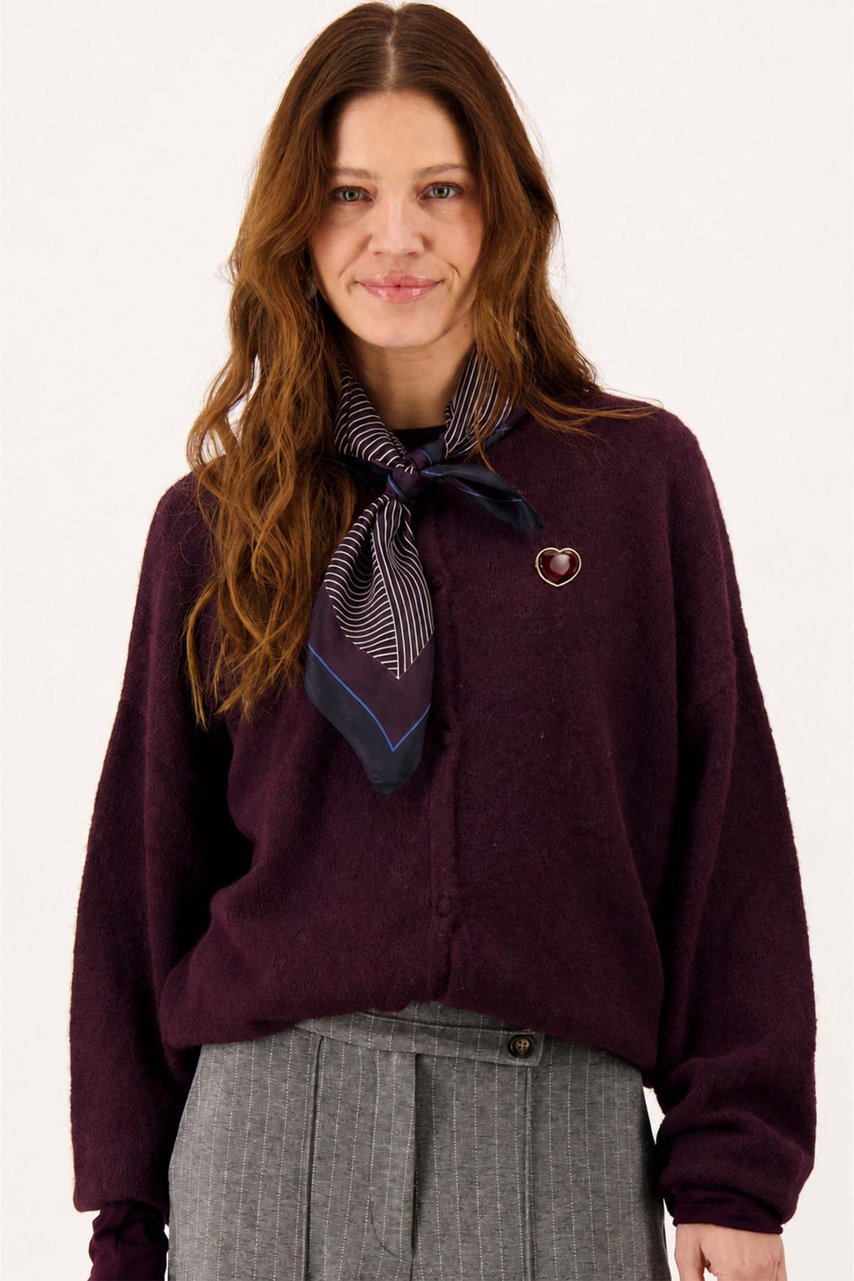 Zusss | Vest met broche burgundy