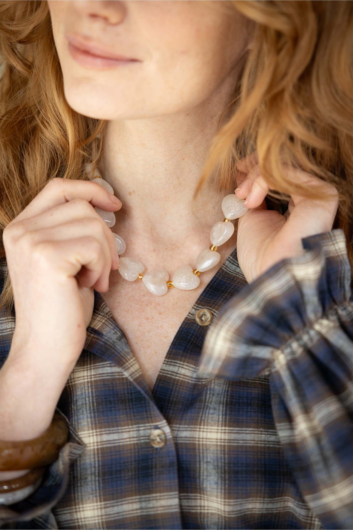 Zusss | Ketting met parels grey oyster