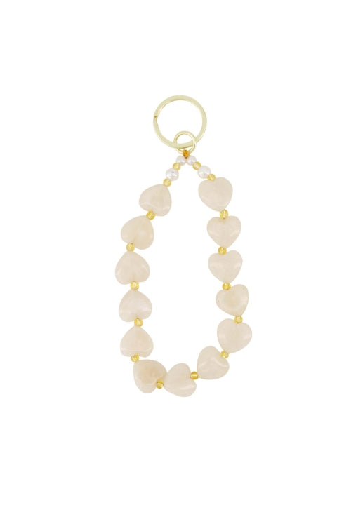 Zusss | Sleutelhanger met parels grey oyster
