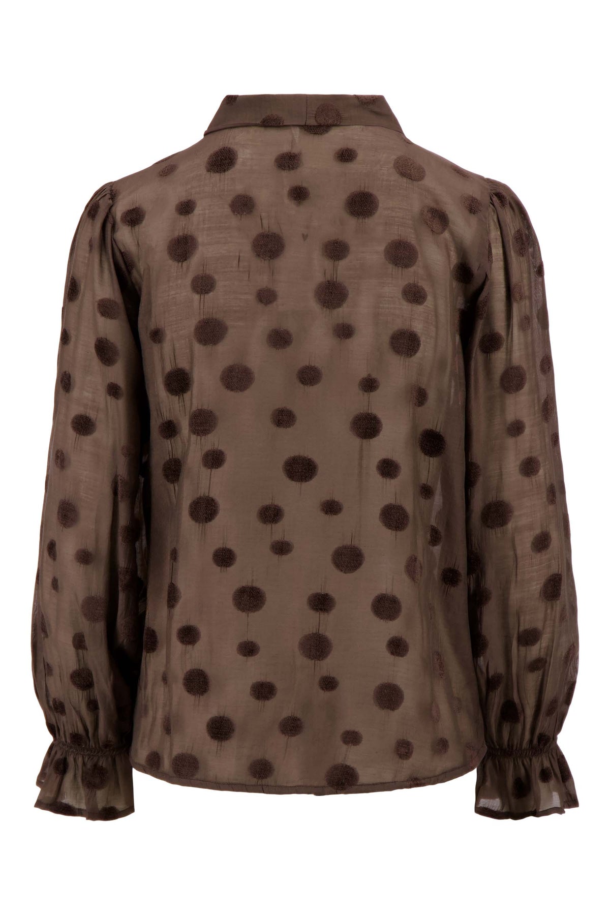 Zusss | Blouse met stippen en strik choco