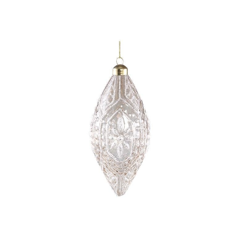 PTMD | Kerstbal sissi langwerpig clear/zilver
