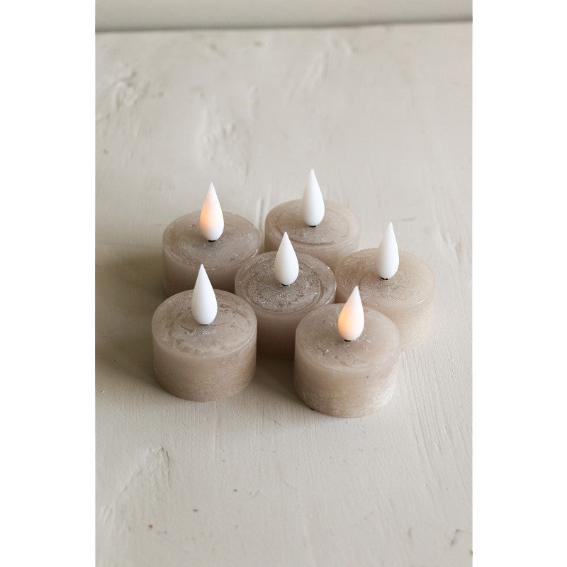 Home Society | Theelichtjes LED oplaadbaar beige 6 stuks