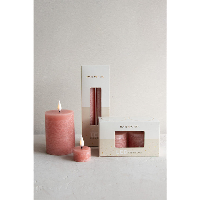Home Society | Theelichtjes LED oplaadbaar stoffig roze 6 stuks