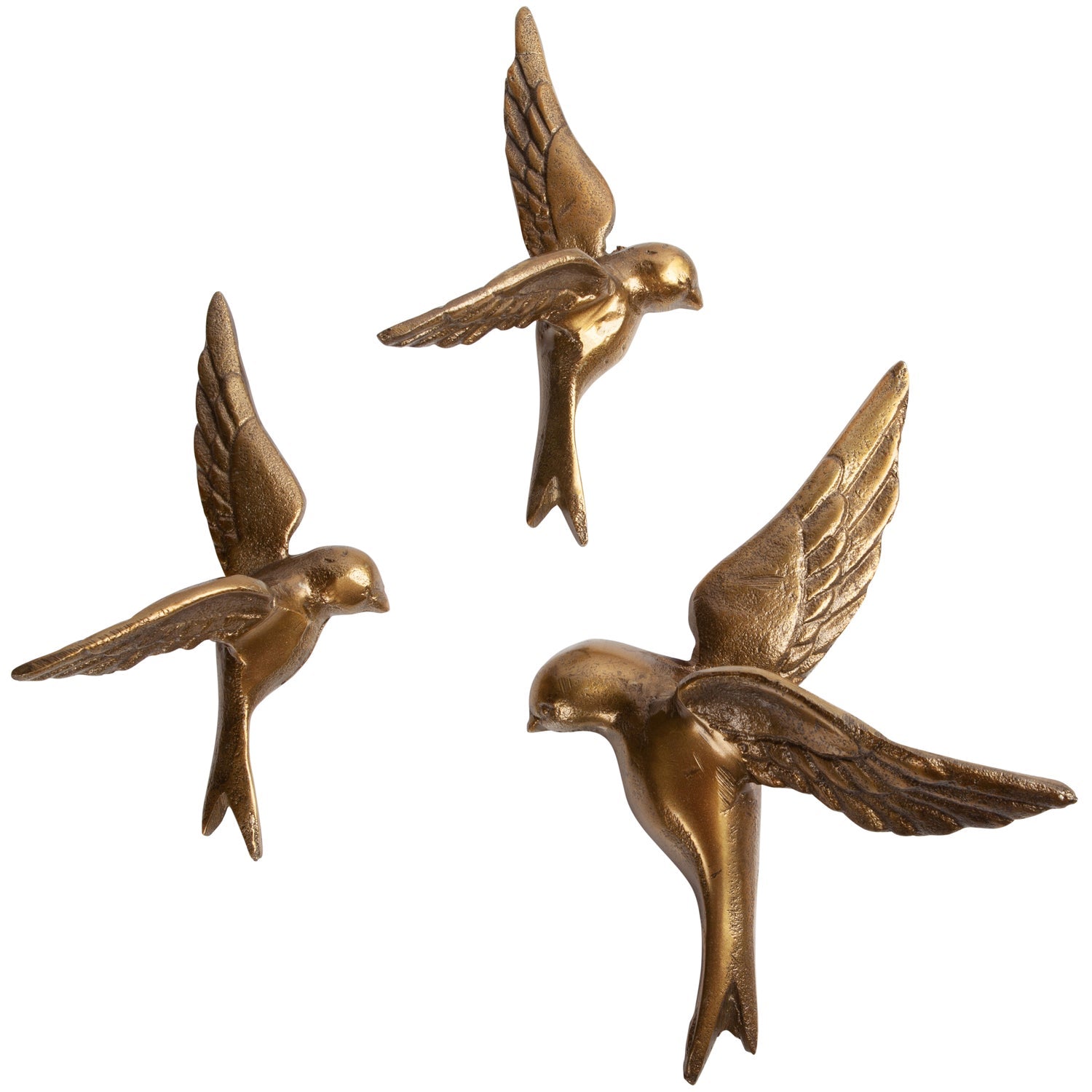 Woood | Wanddeco Avaler vogels metaal antique brass - set van 3