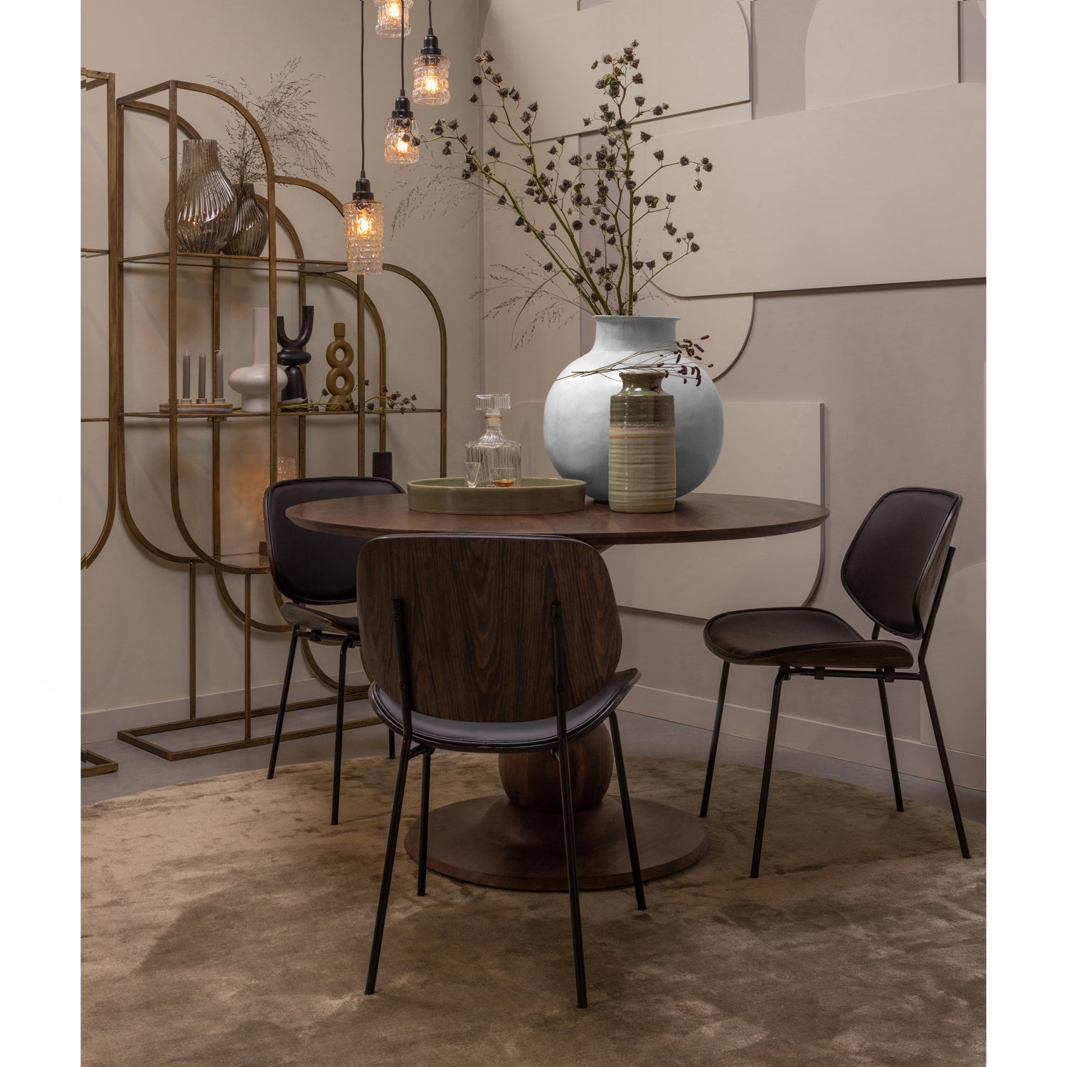 Woood | Ronde eettafel Blanco 120cm walnoot