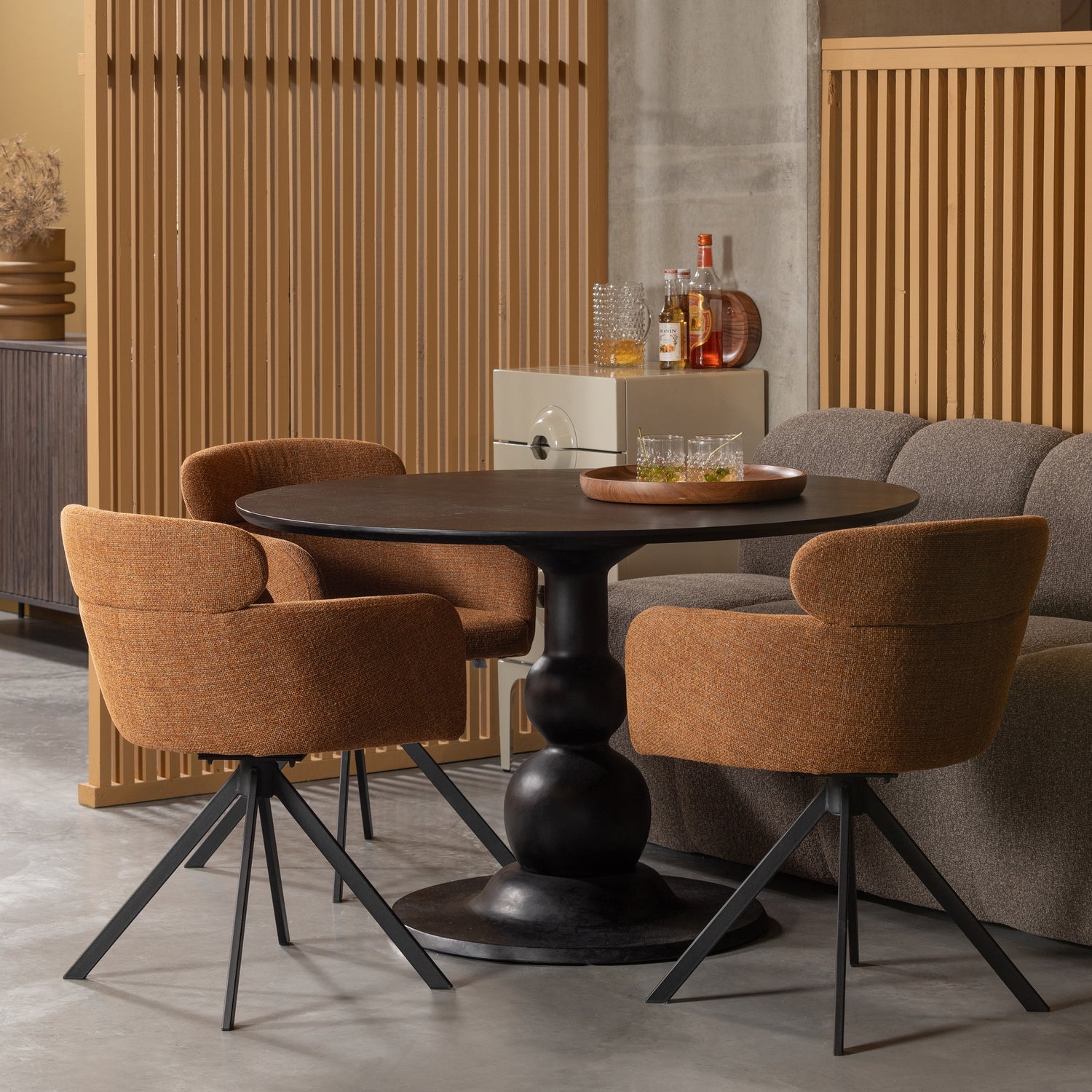 Woood | Ronde eettafel Blanco 120cm diepzwart