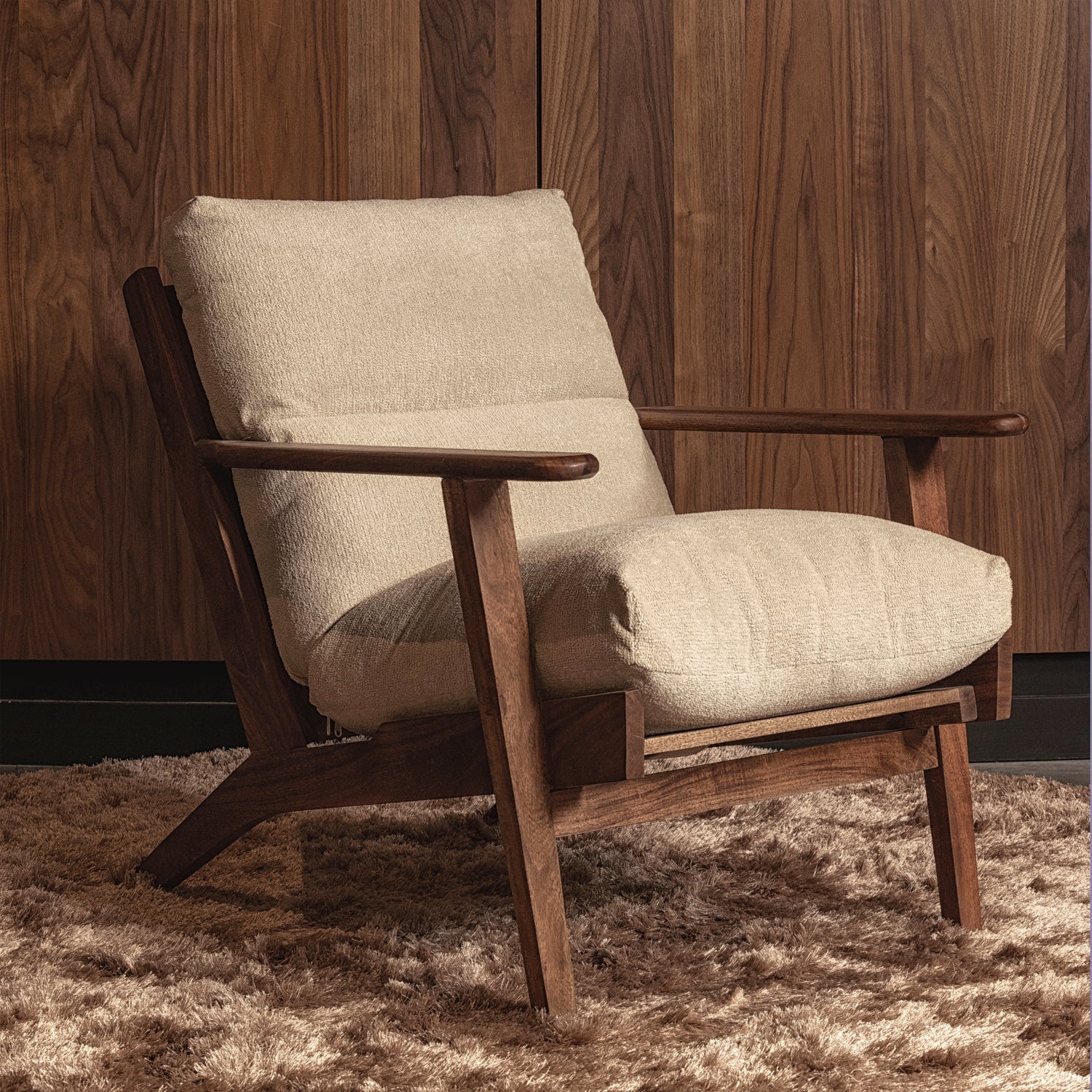 Woood | Vloerkleed rond Praline nougat