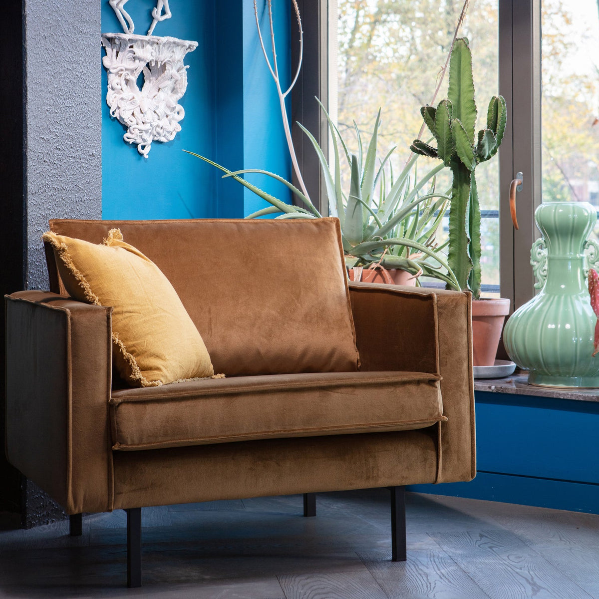 Woood | Fauteuil Rodeo velvet honinggeel