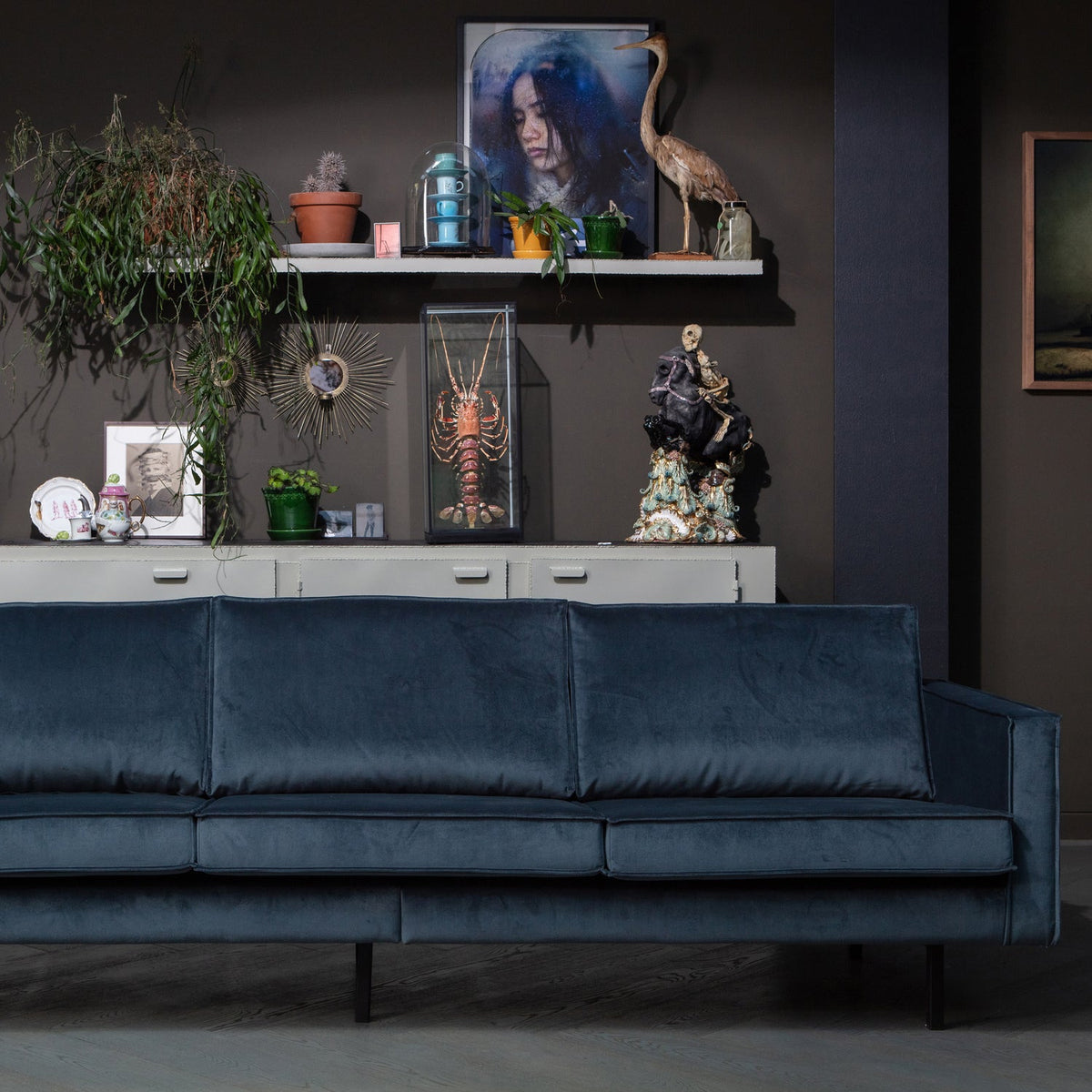 Woood | 3-Zits bank Rodeo velvet groenblauw