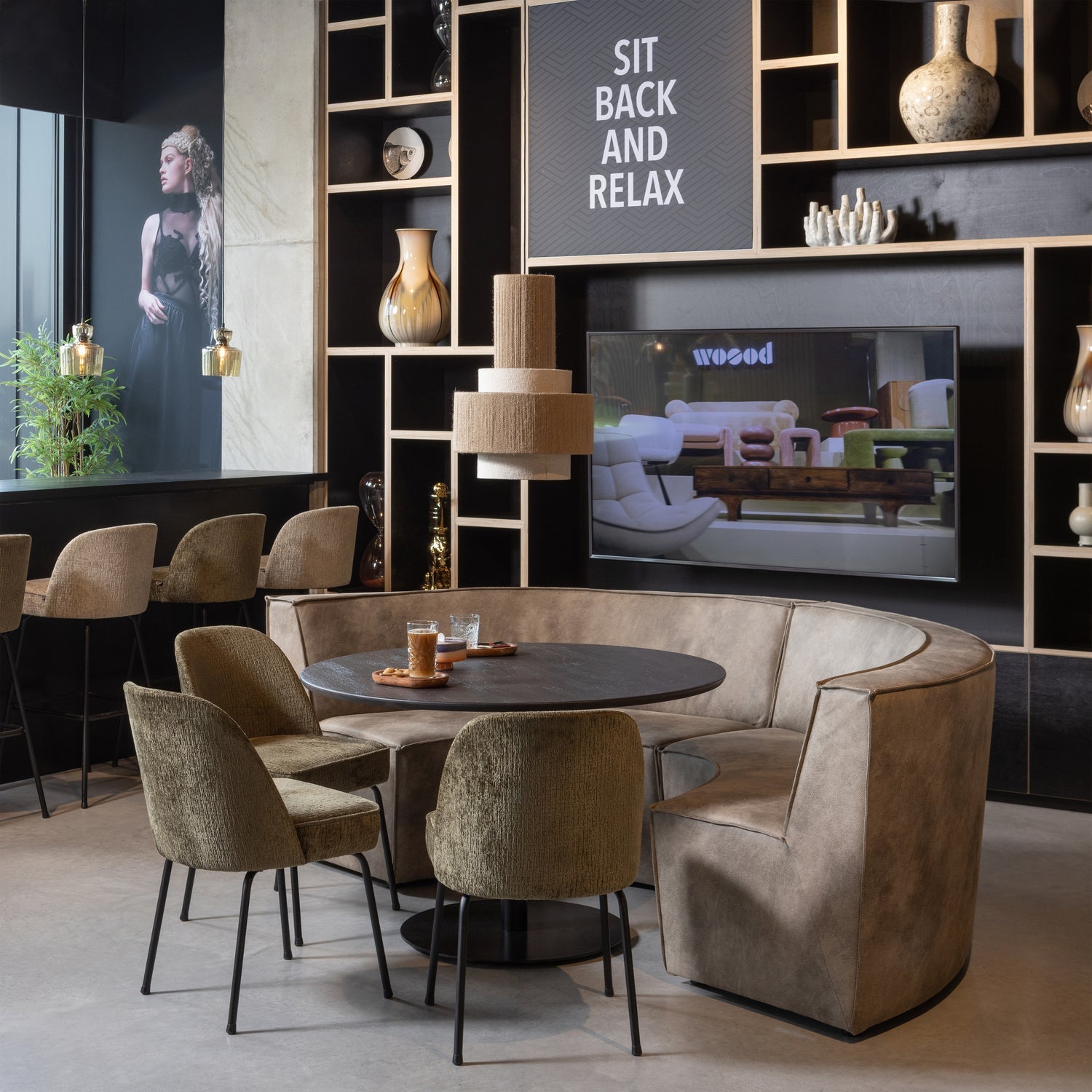 Woood | Eetkamerstoel Vogue structure velvet bonsai
