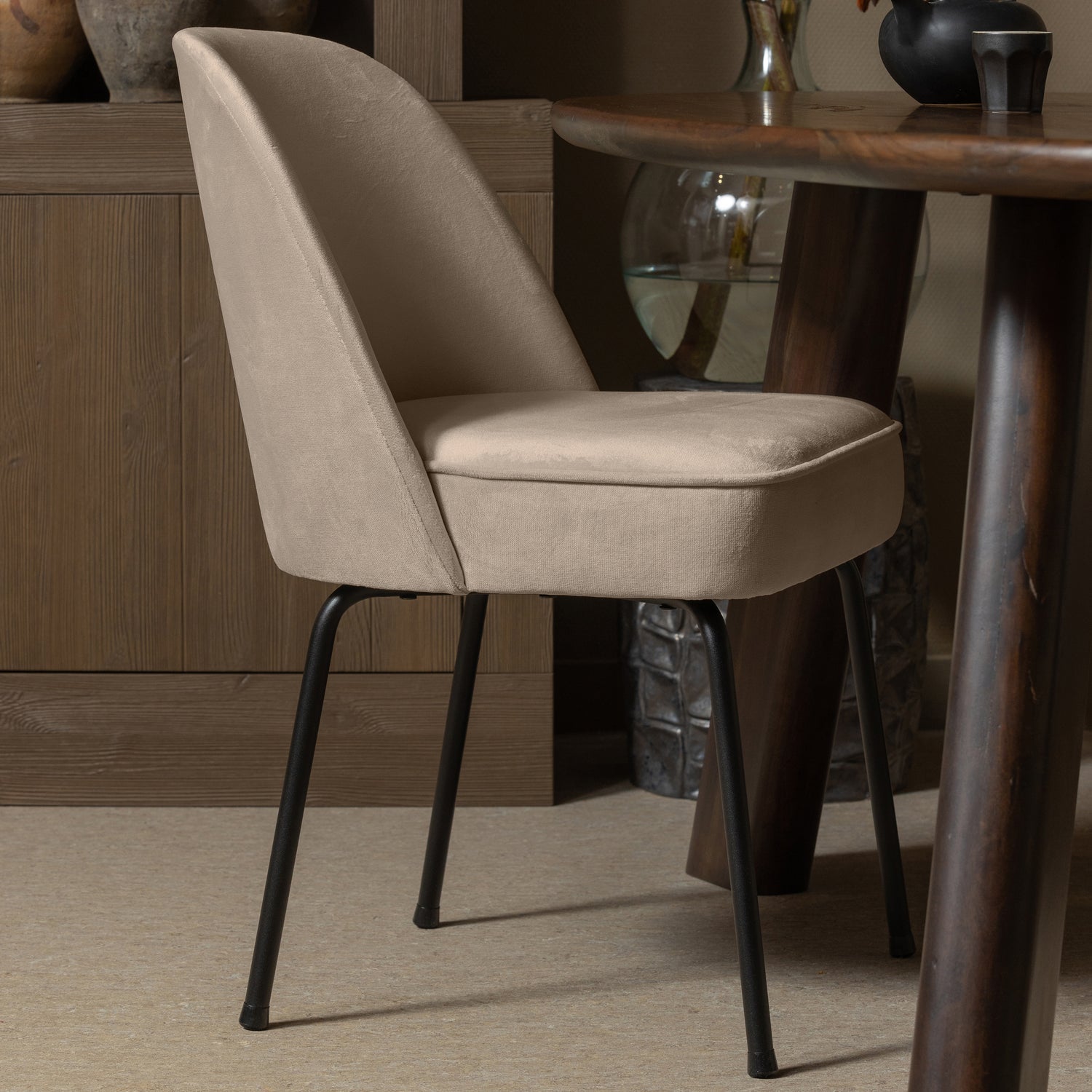 Woood | Eetkamerstoel Vogue velvet khaki