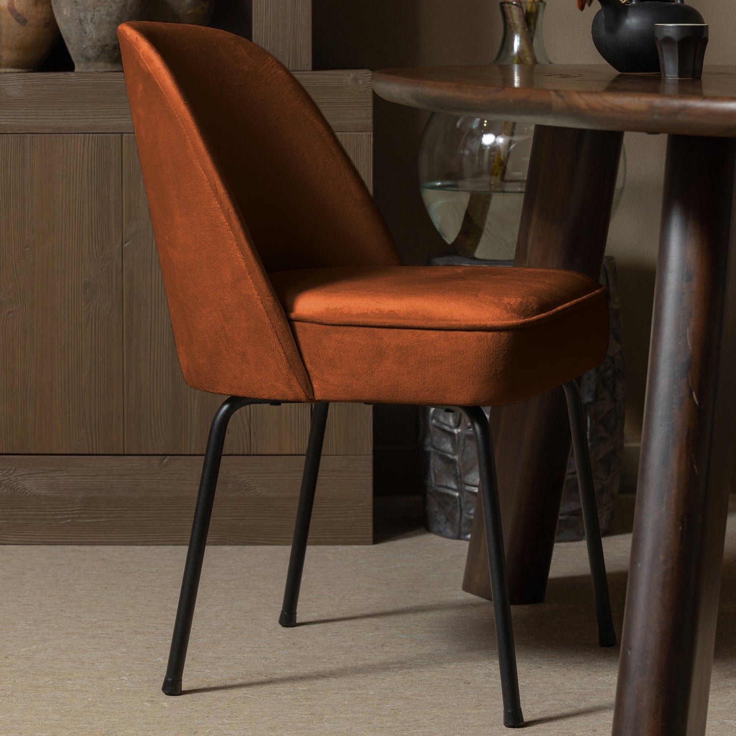 Woood | Eetkamerstoel Vogue velvet roest