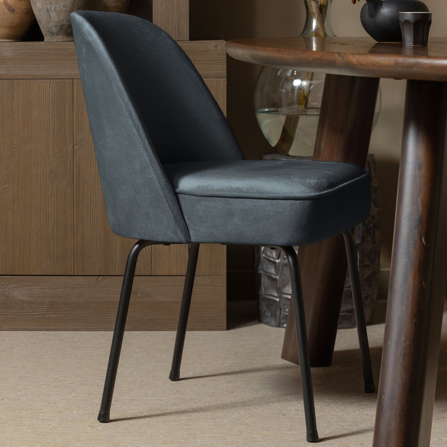 Woood | Eetkamerstoel Vogue velvet blauw