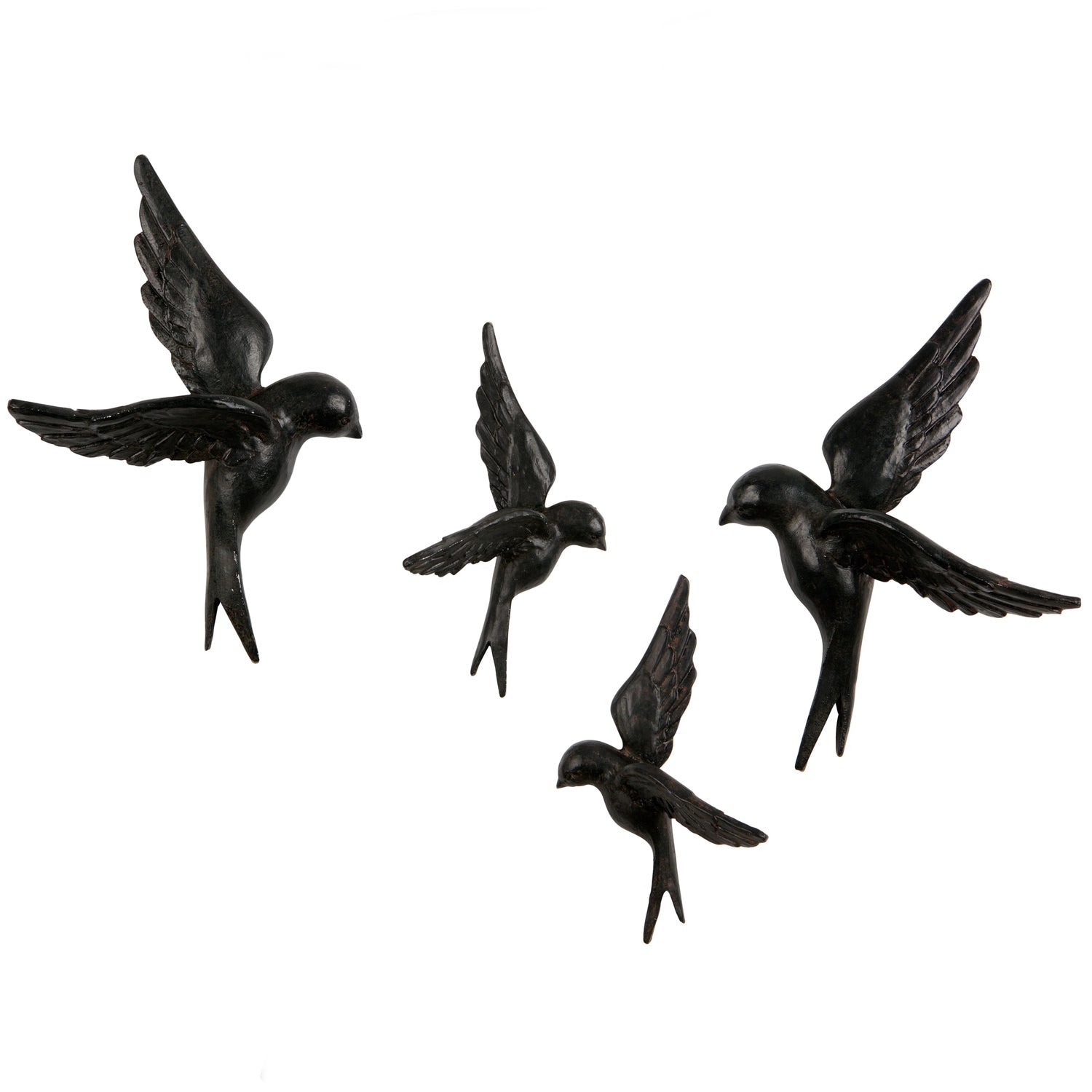 Woood | Wanddeco Avaler vogels hars zwart - set van 4