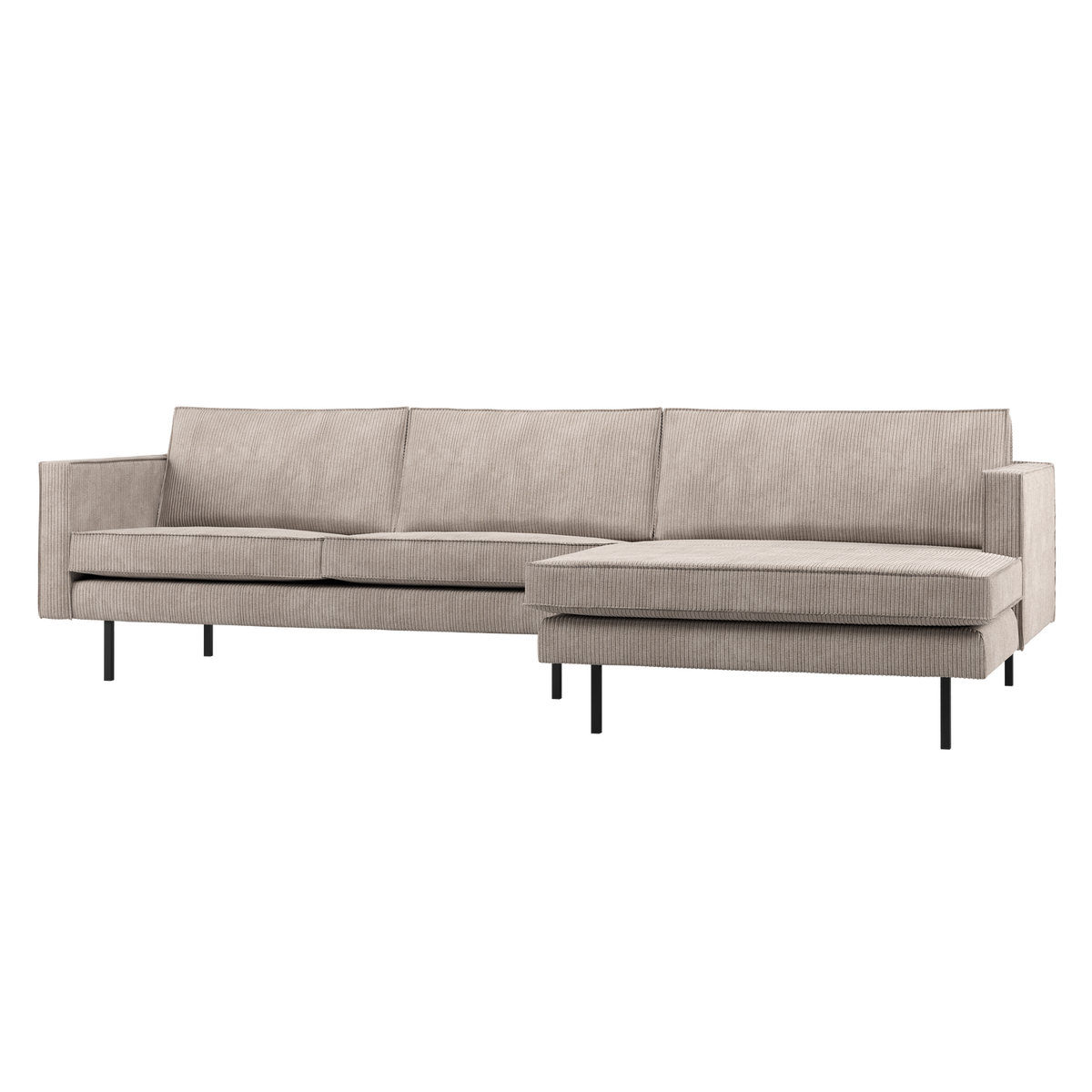 Woood | Chaise Longue Rodeo rechts ribstof donkerzand