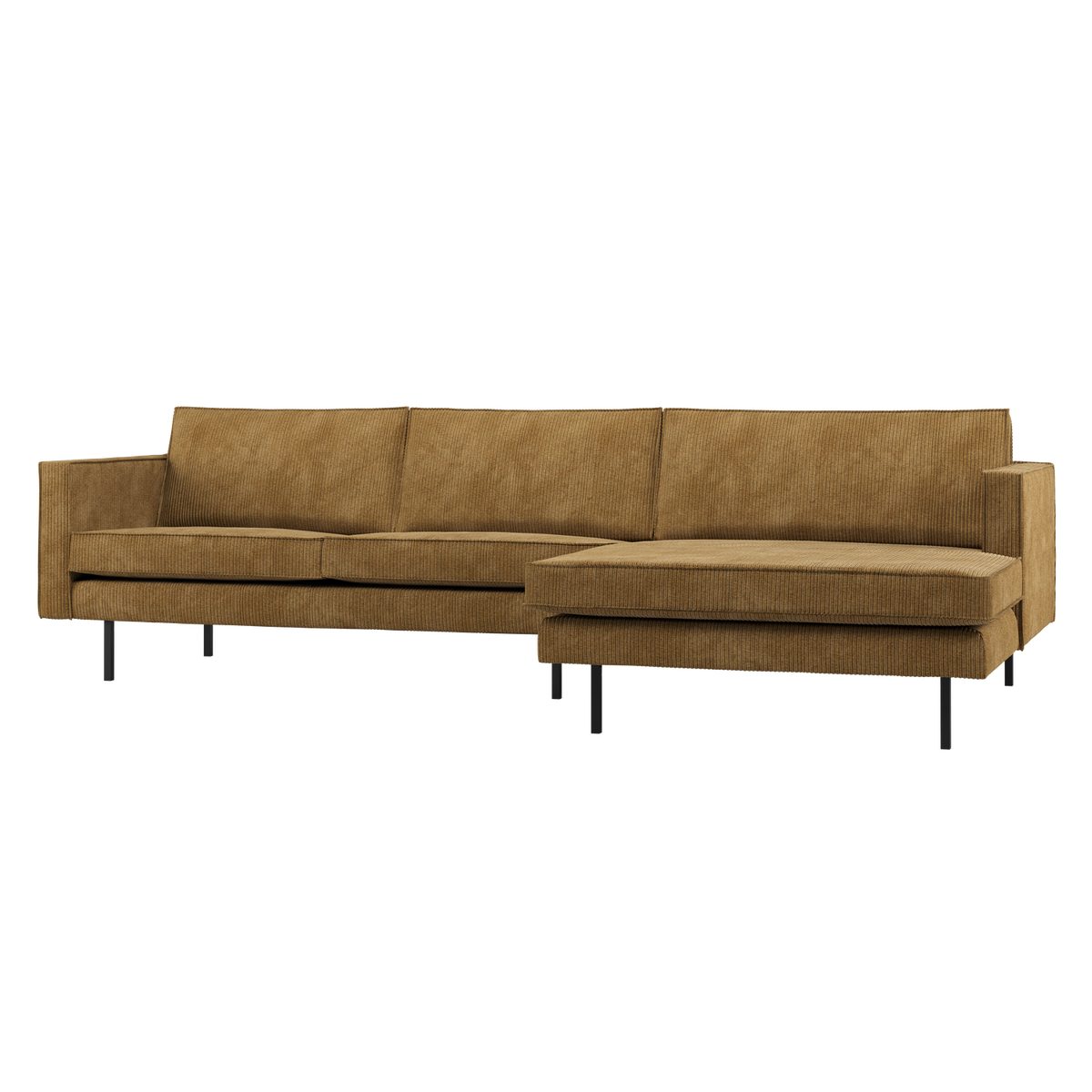 Woood | Chaise Longue Rodeo rechts ribstof honinggeel