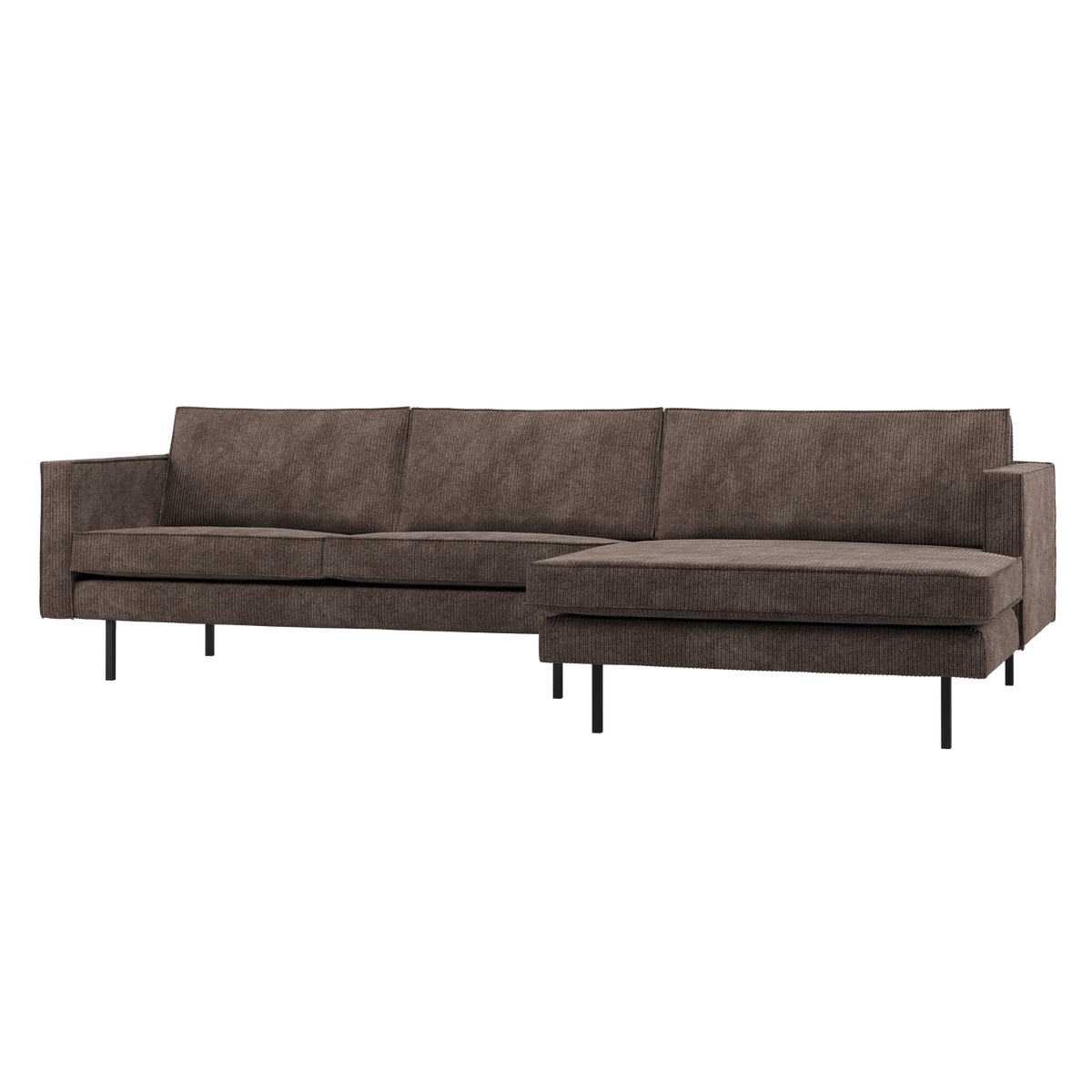 Woood | Chaise Longue Rodeo rechts ribstof bruin